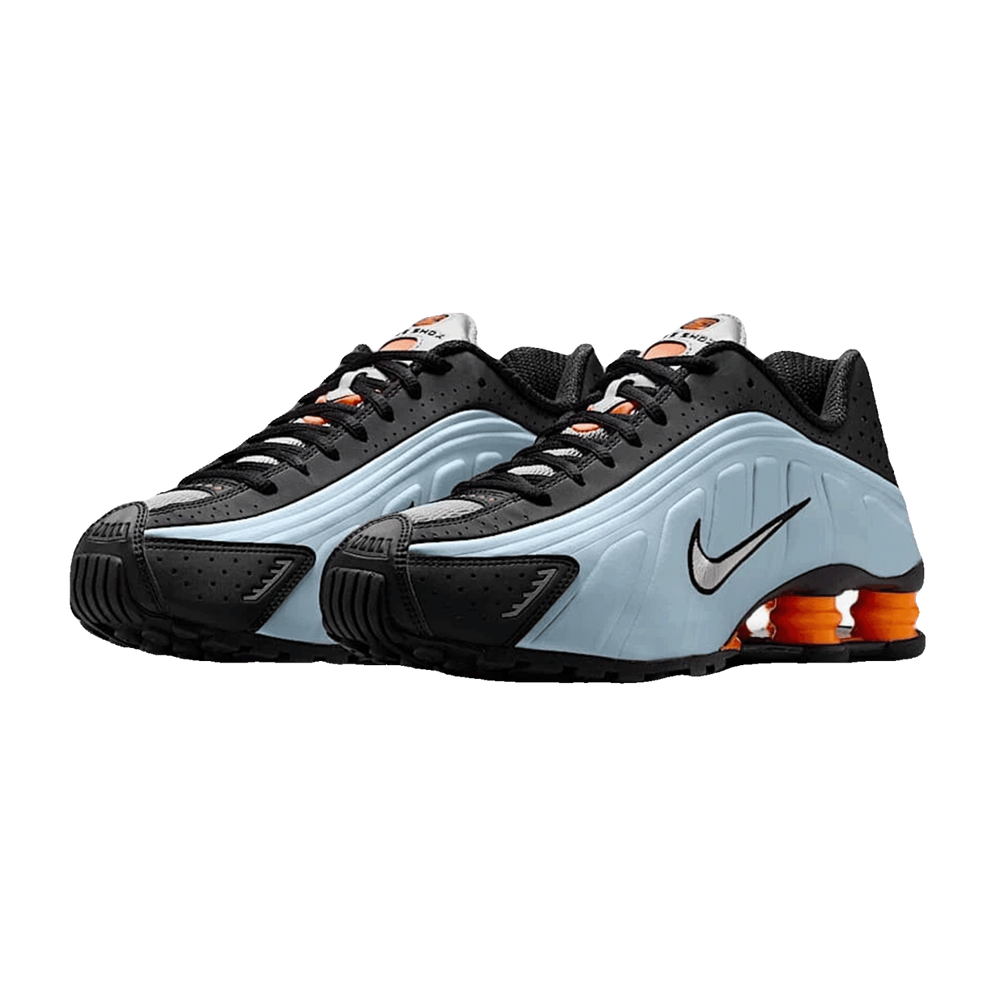 Nike Shox R4 Blue Tint Total Orange Black Metallic Silver (W) Side