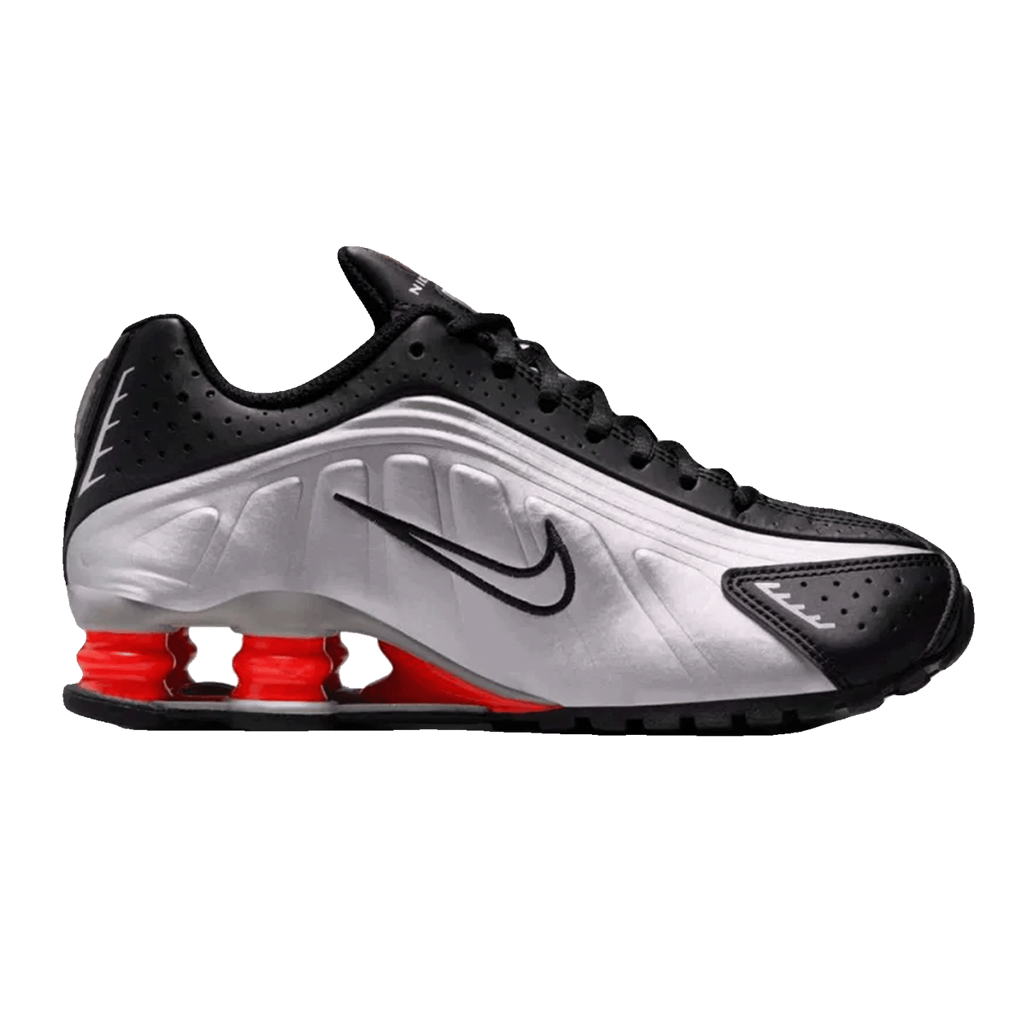 Nike Shox R4 Metallic Silver Black Picante Red (GS)