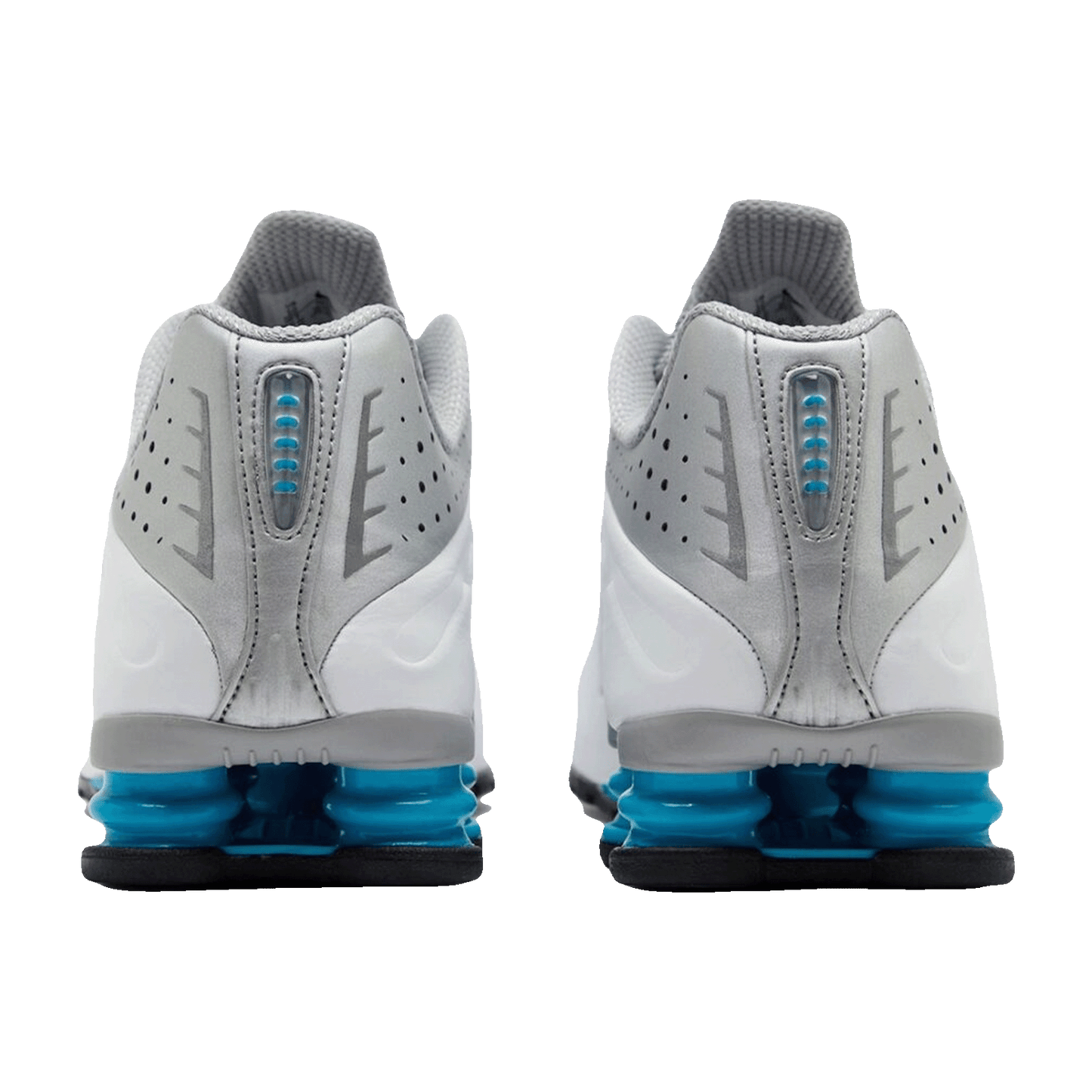 Nike Shox R4 Metallic Silver White Blue Lagoon Back