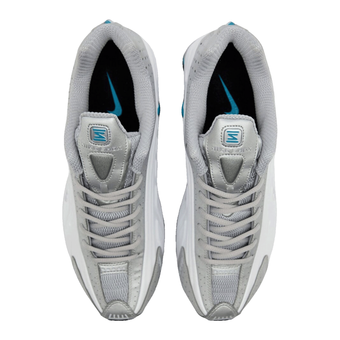 Nike Shox R4 Metallic Silver White Blue Lagoon Oben