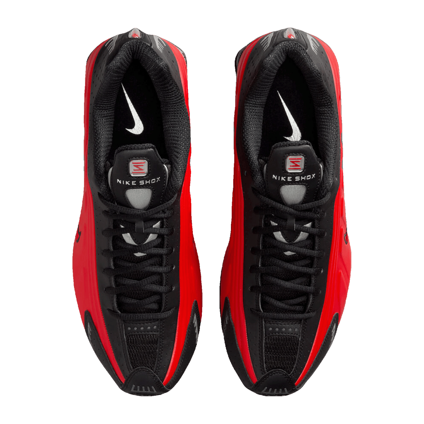 Nike Shox R4 University Red Black Metallic Silver Oben