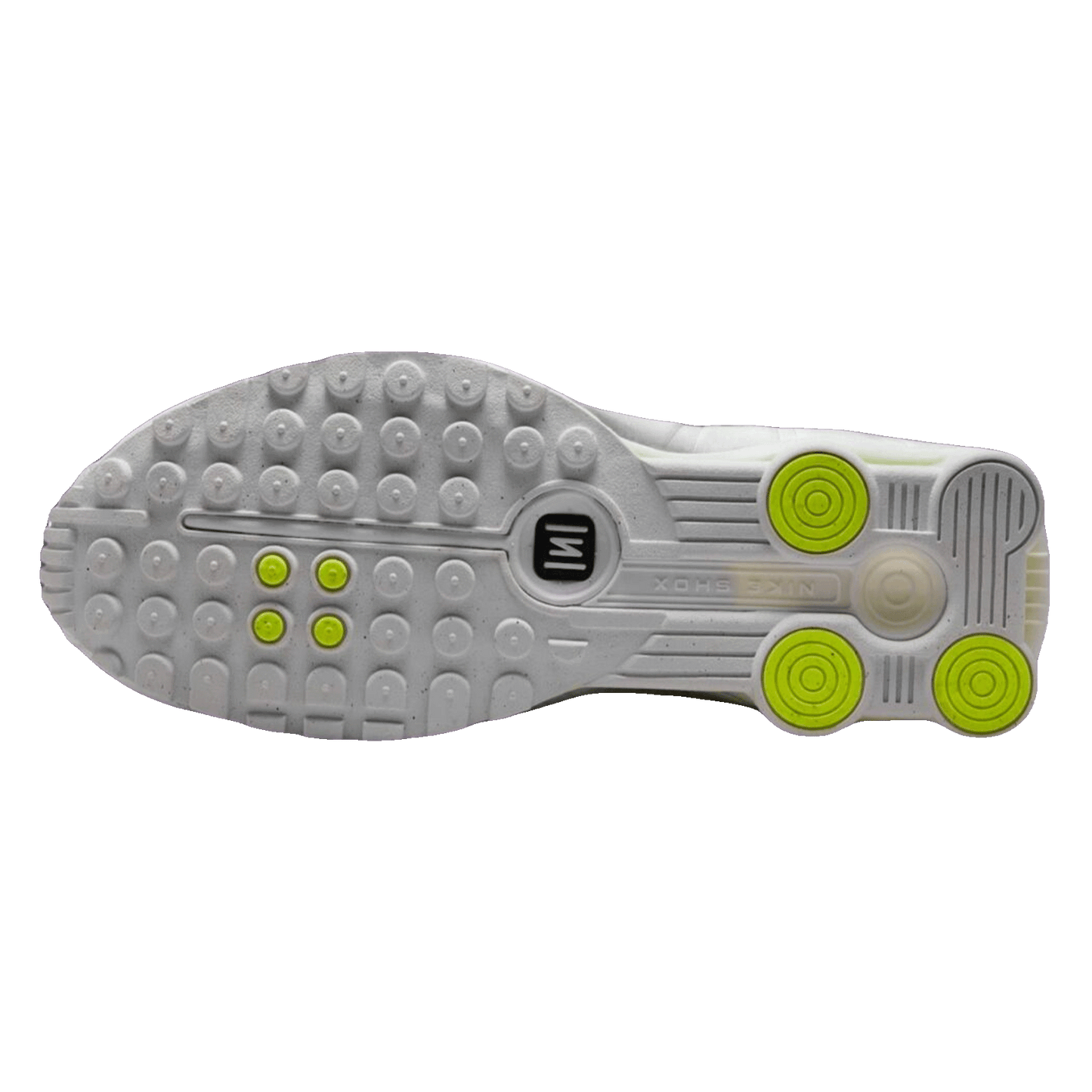 Nike Shox R4 White Metallic Silver Volt (W) Sohle