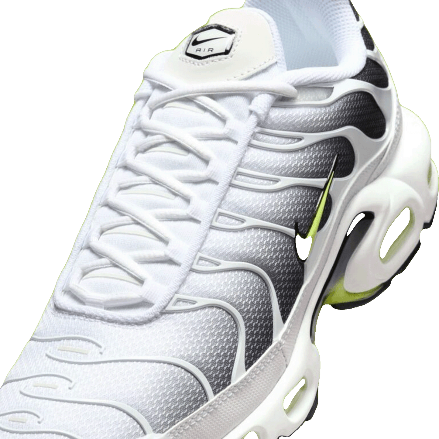 Nike TN Air Max Plus White Black Volt Tongue