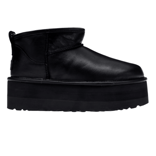 UGG Classic Ultra Mini Platform Boot Black Leather (W)