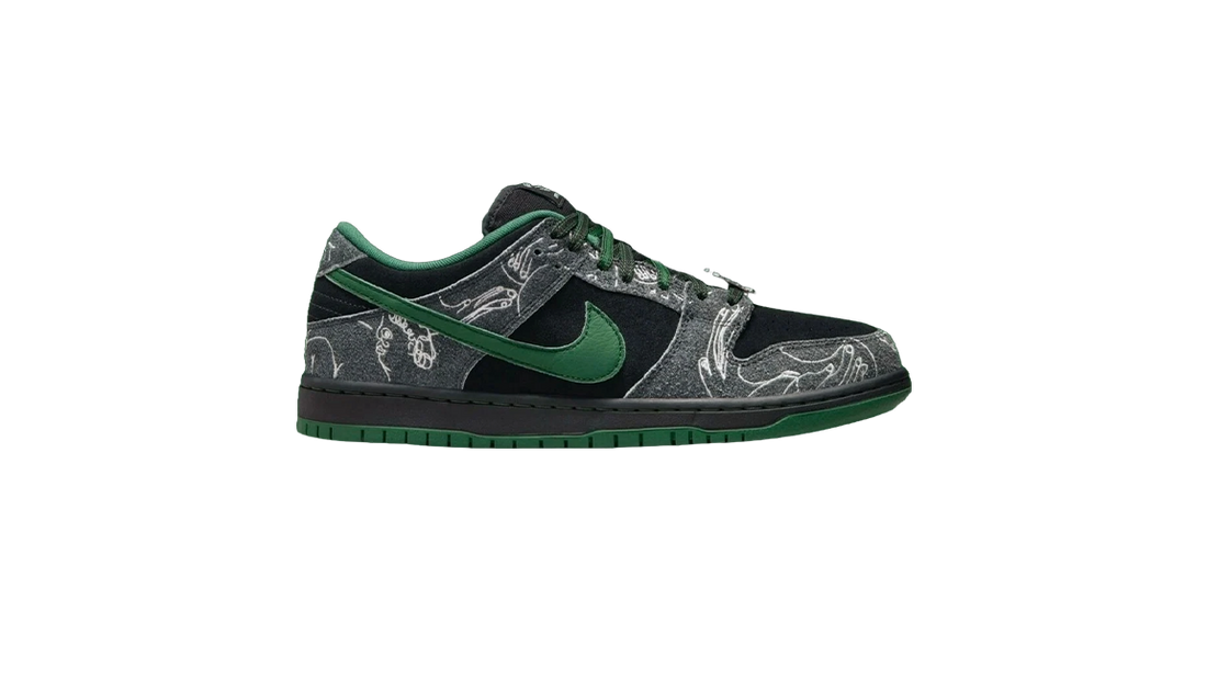 Nike SB Dunk Low Pro x There Anthracite and Gorge Green Forty Four Sneaker