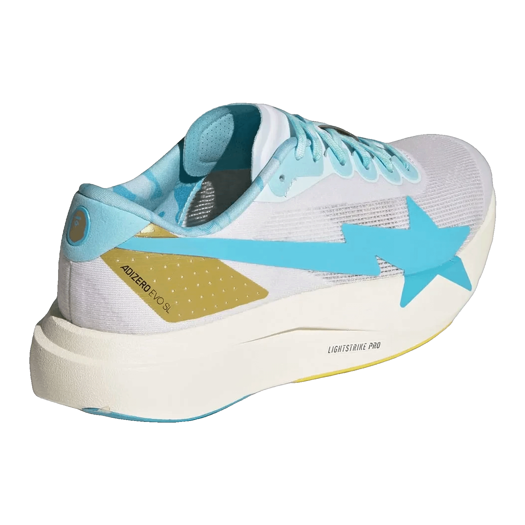 adidas Adizero Evo SL Bape Blue Pink Gold Back KJ5751