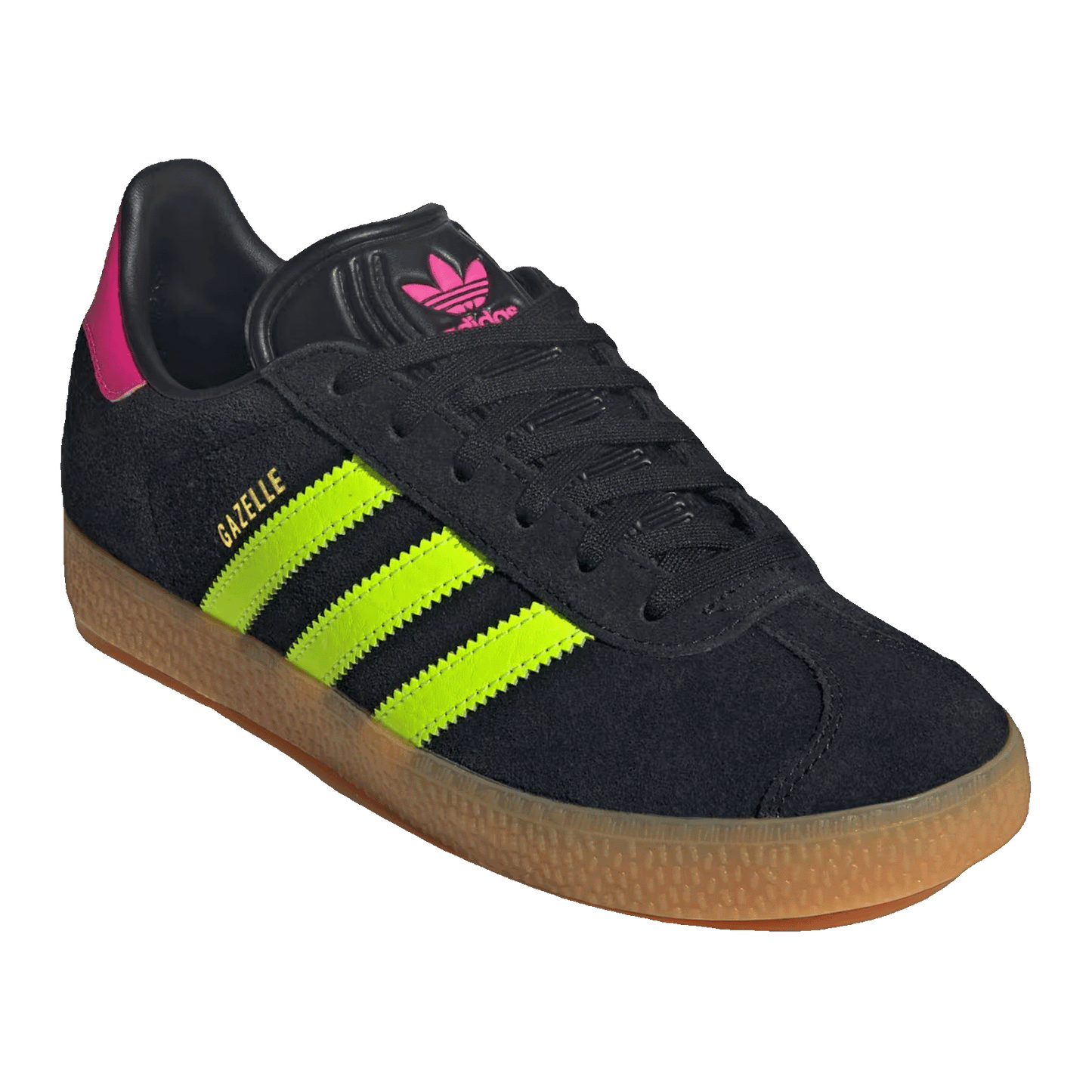 adidas Gazelle Black Signal Green Shock Pink (GS) Side JQ5994