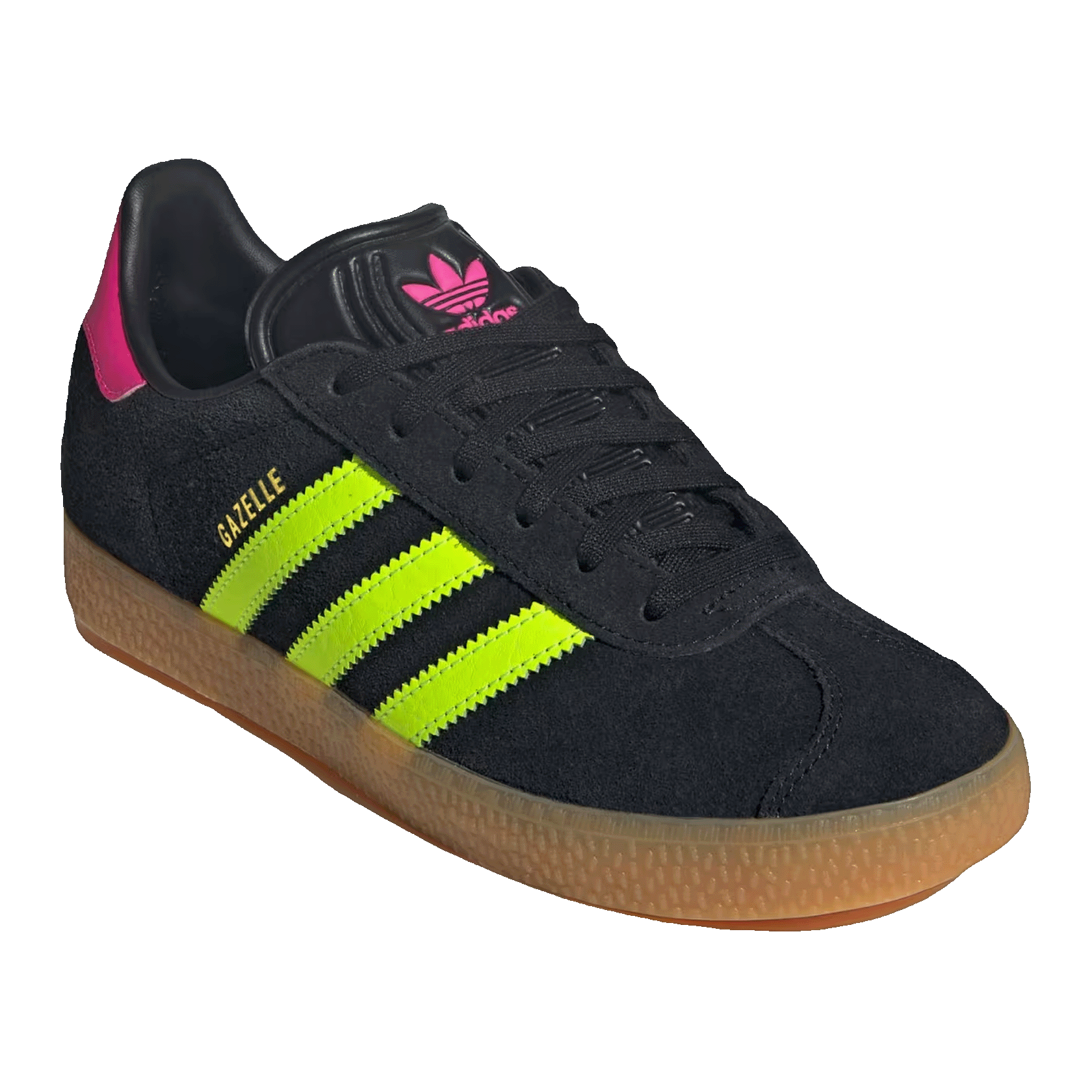 adidas Gazelle Black Signal Green Shock Pink (GS) Side JQ5994