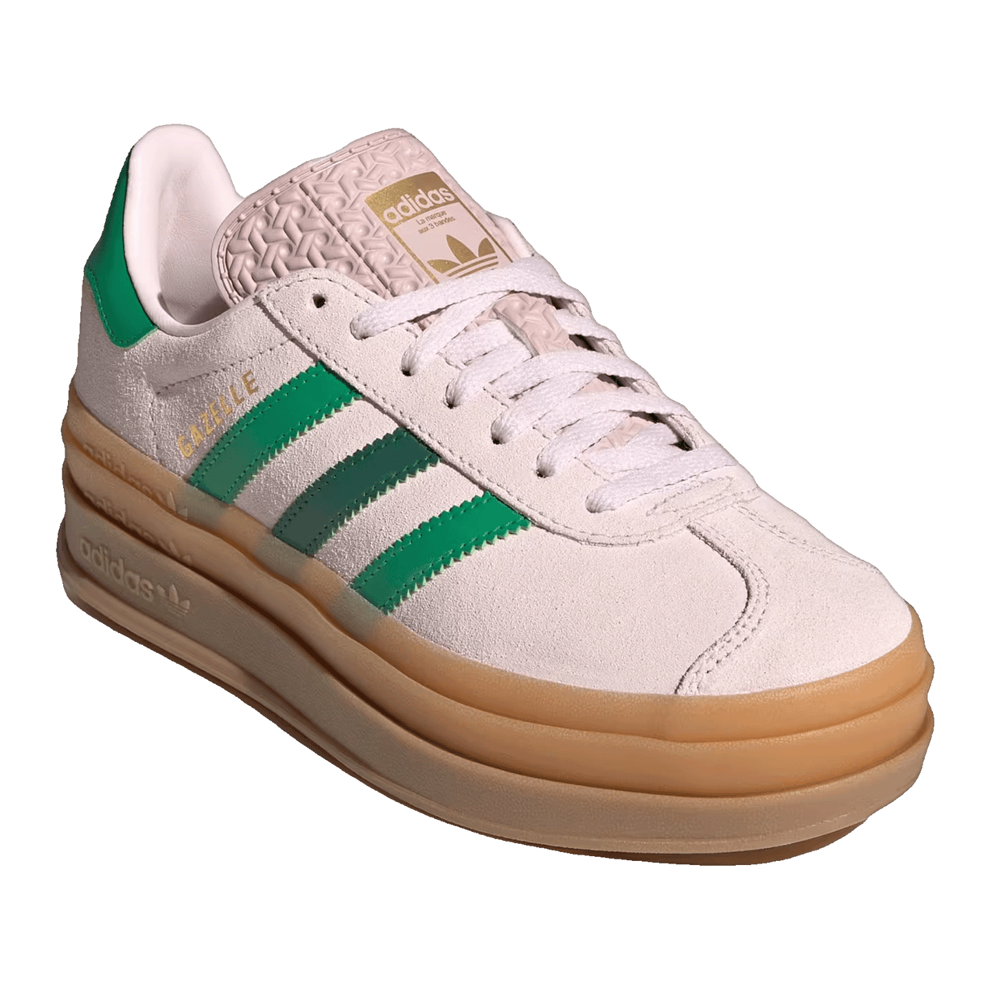 adidas Gazelle Bold Almost Pink Court Green Gold Metallic (GS) Side JR5952