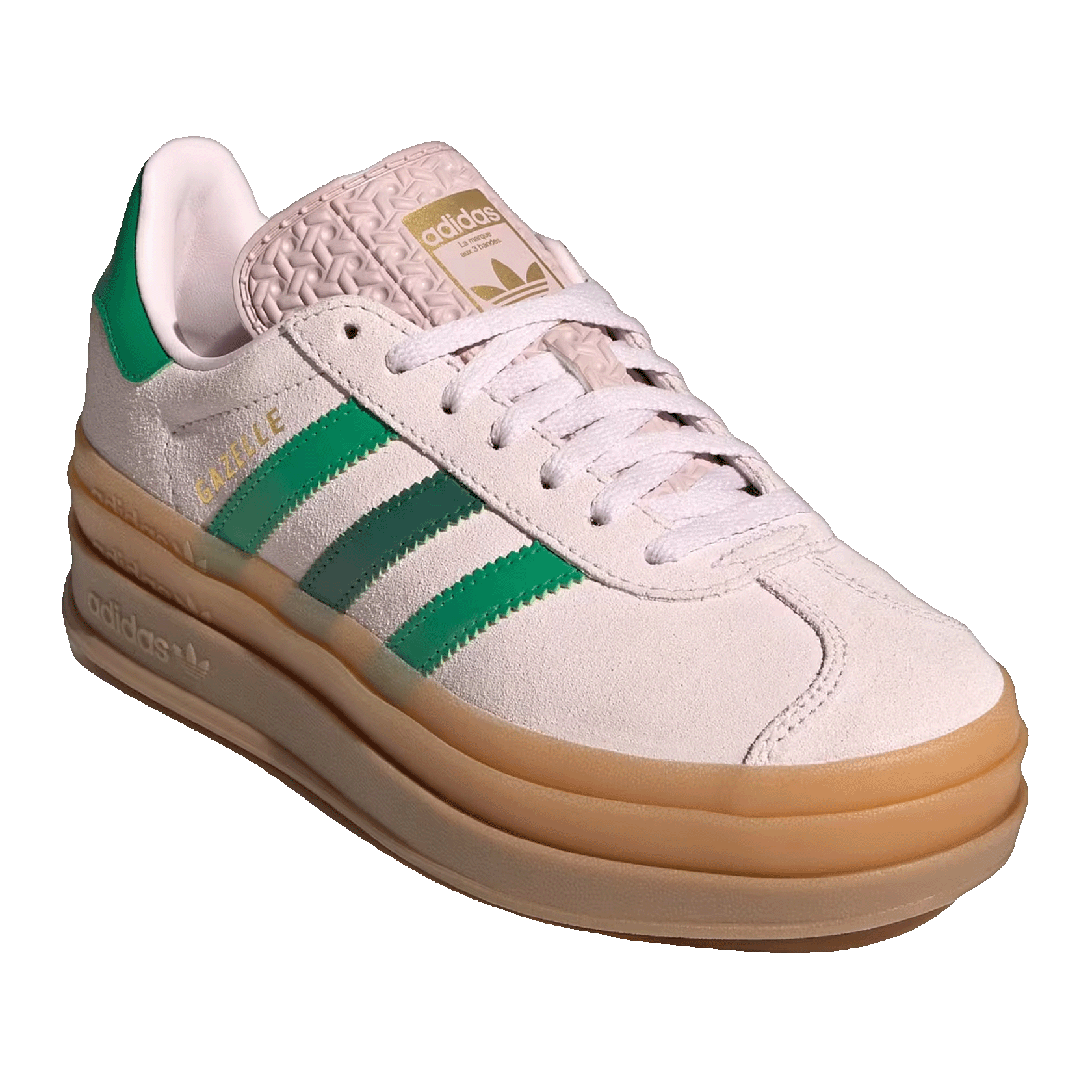 adidas Gazelle Bold Almost Pink Court Green Gold Metallic (GS) Side JR5952