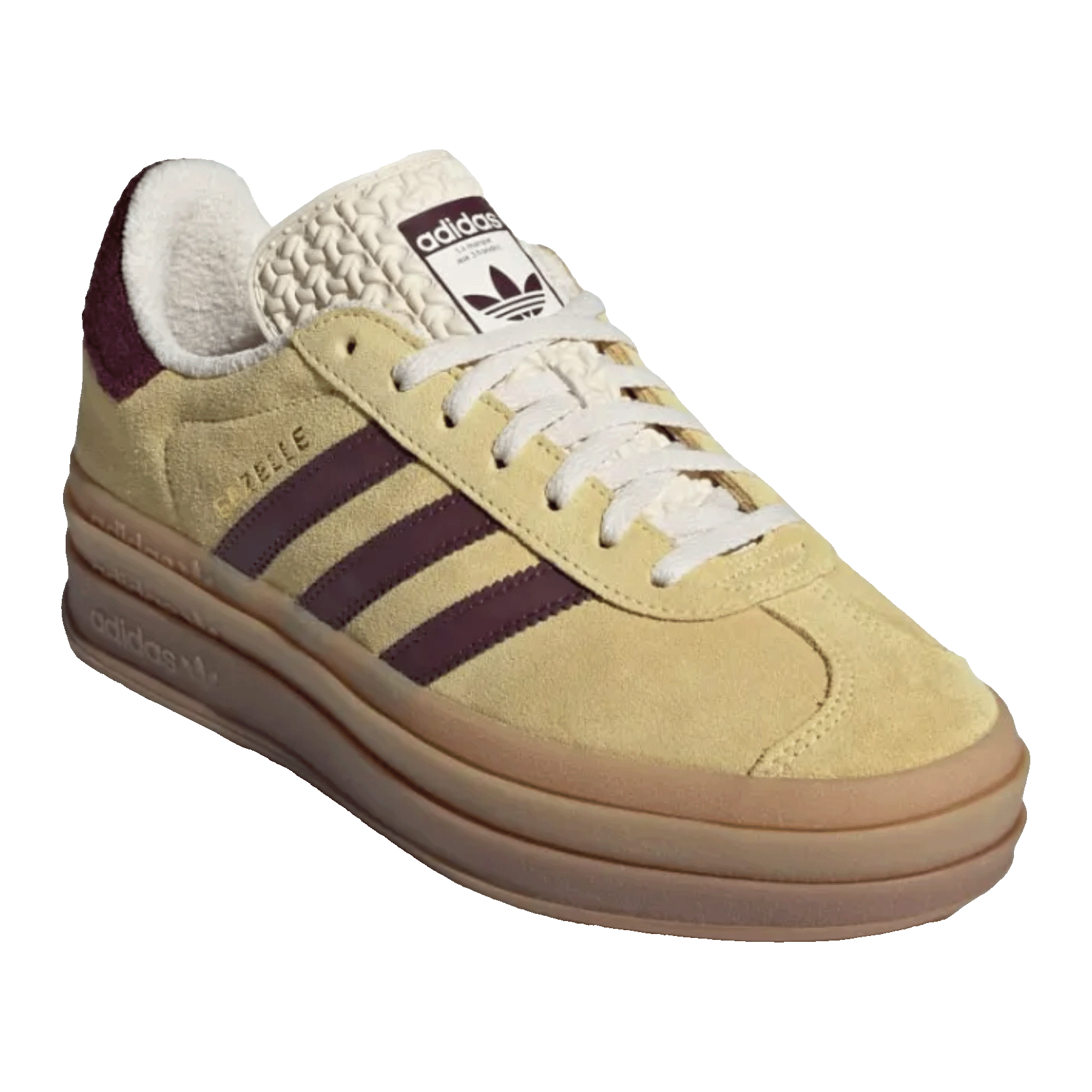 adidas Gazelle Bold Almost Yellow Maroon (W) Side