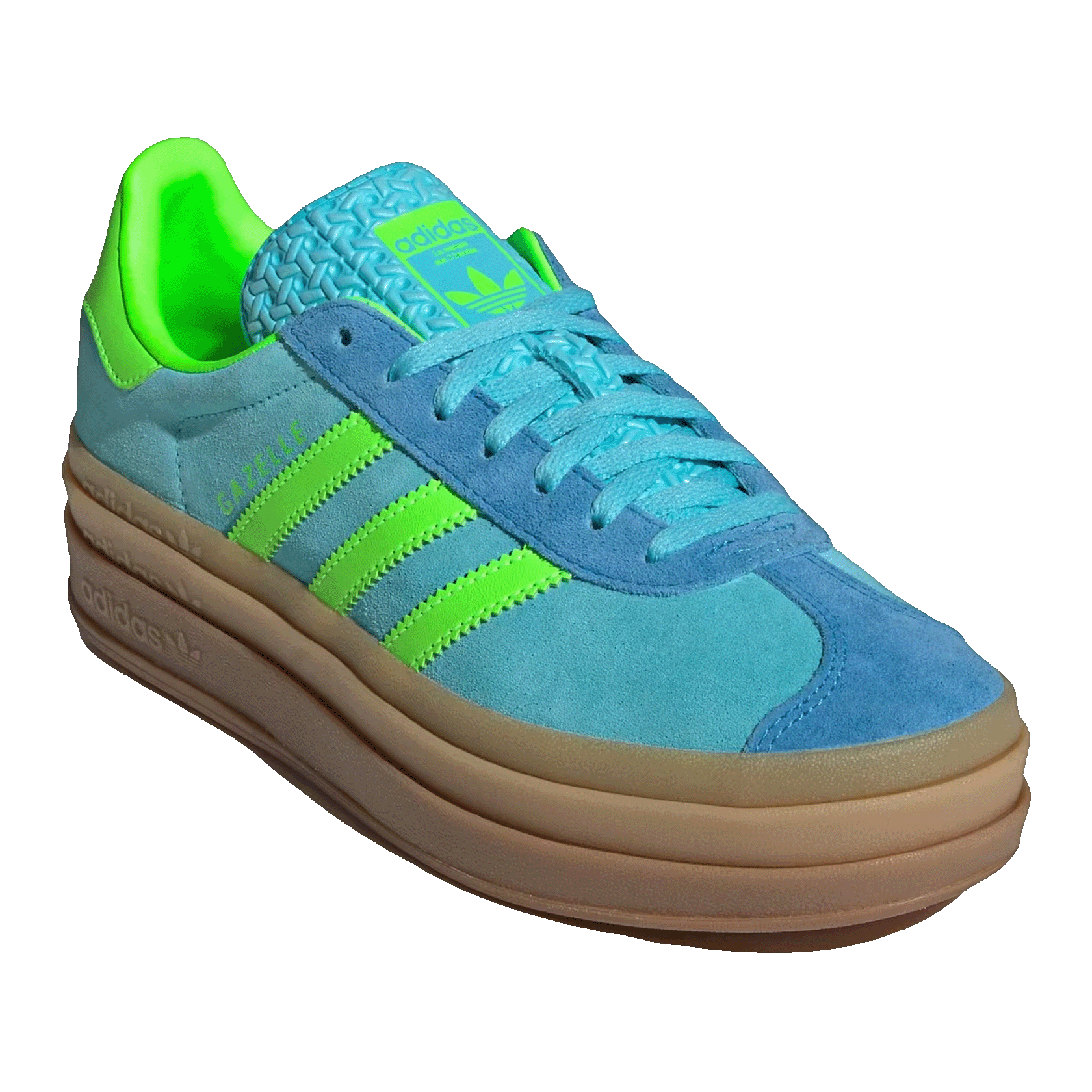 adidas Gazelle Bold Blue Glow Solar Green Bright Blue (W) Side JS3896