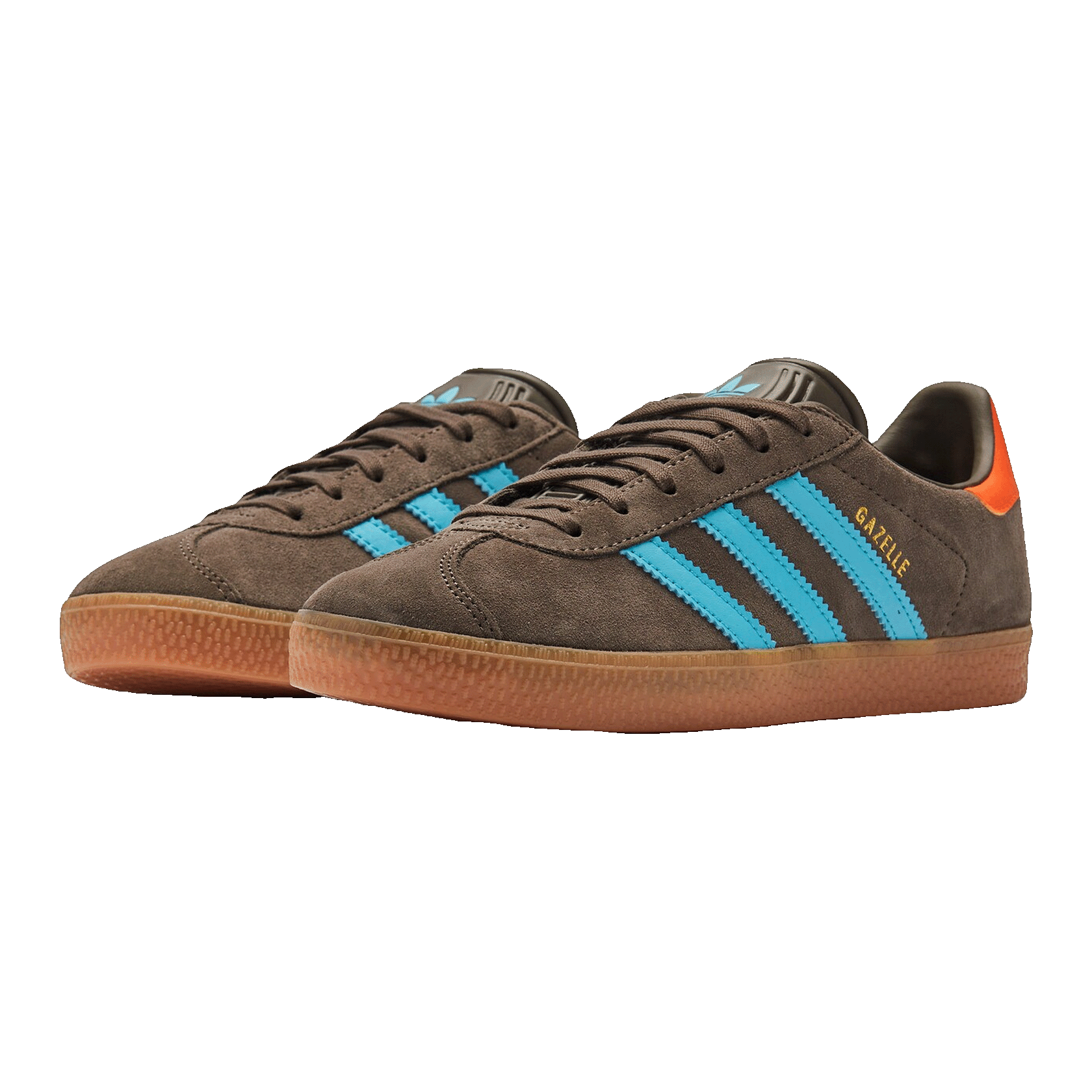 adidas Gazelle Brown Blue Glow Impact Orange (GS) Side JR5942