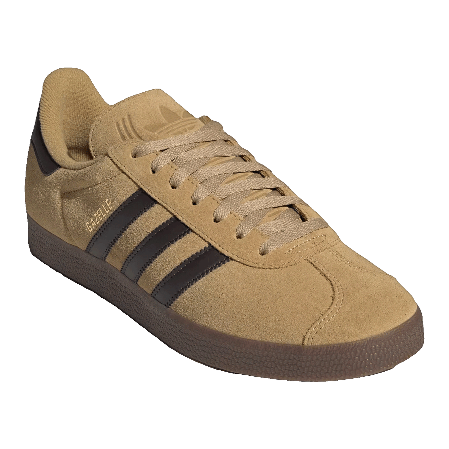 adidas Gazelle Golden Beige Dark Brown Gold Metallic Side JR6287