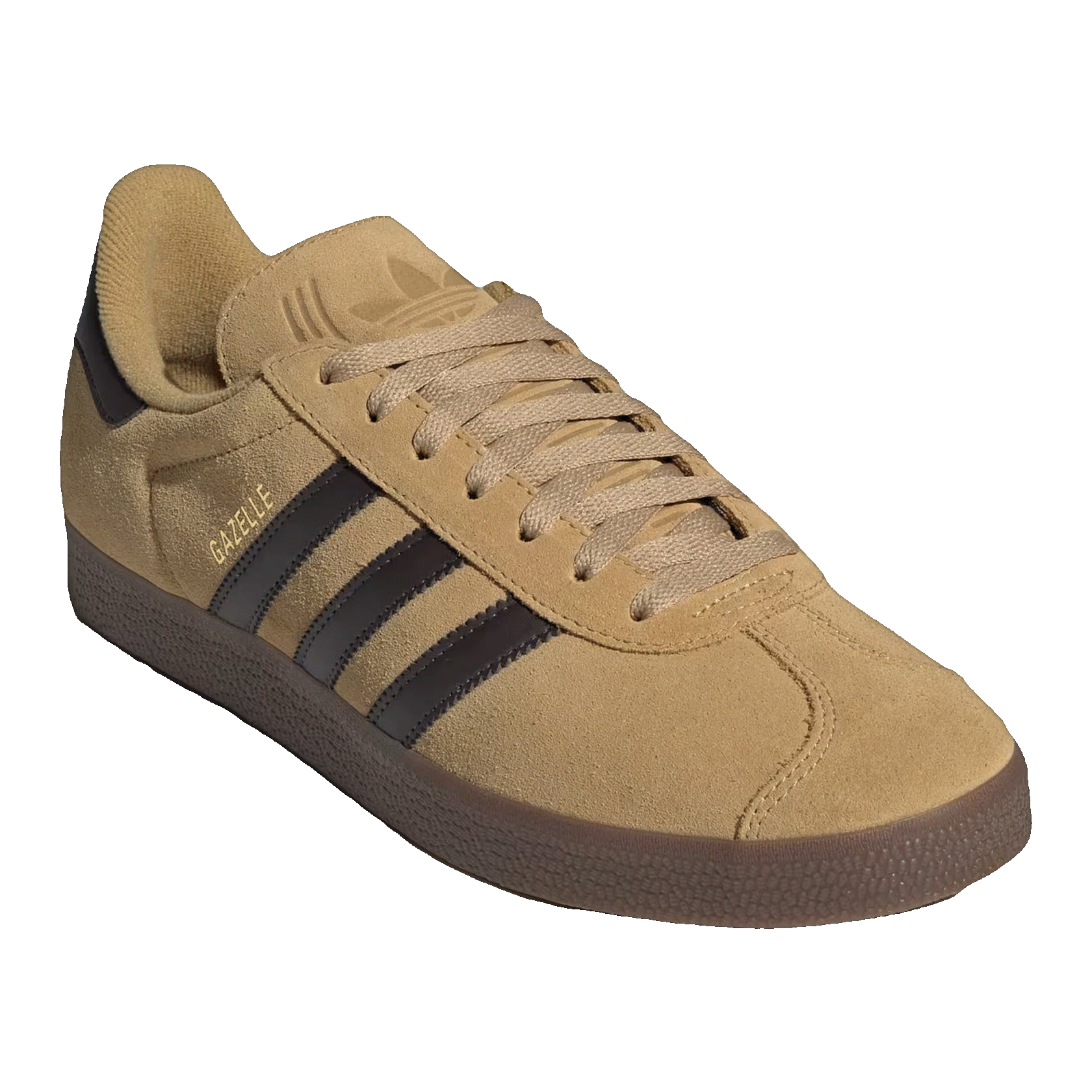adidas Gazelle Golden Beige Dark Brown Gold Metallic Side JR6287
