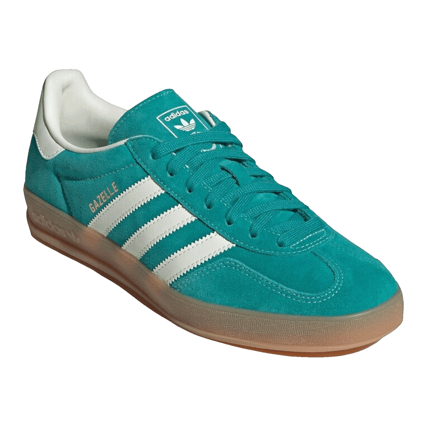 adidas Gazelle Indoor Pure Teal Off White Gold Metallic Side JQ8391