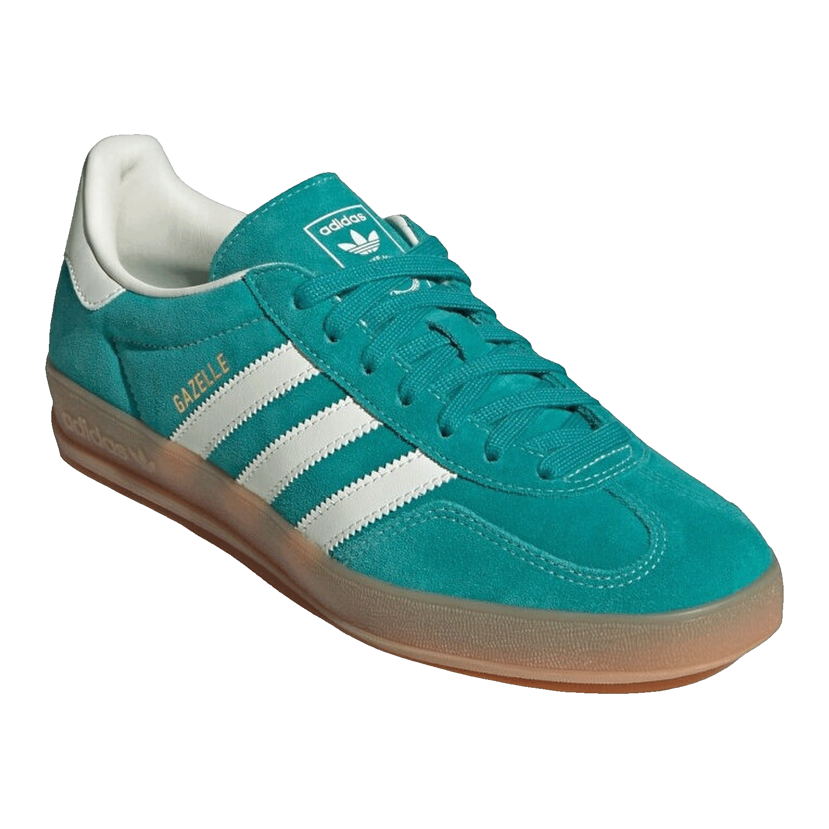adidas Gazelle Indoor Pure Teal Off White Gold Metallic Side JQ8391