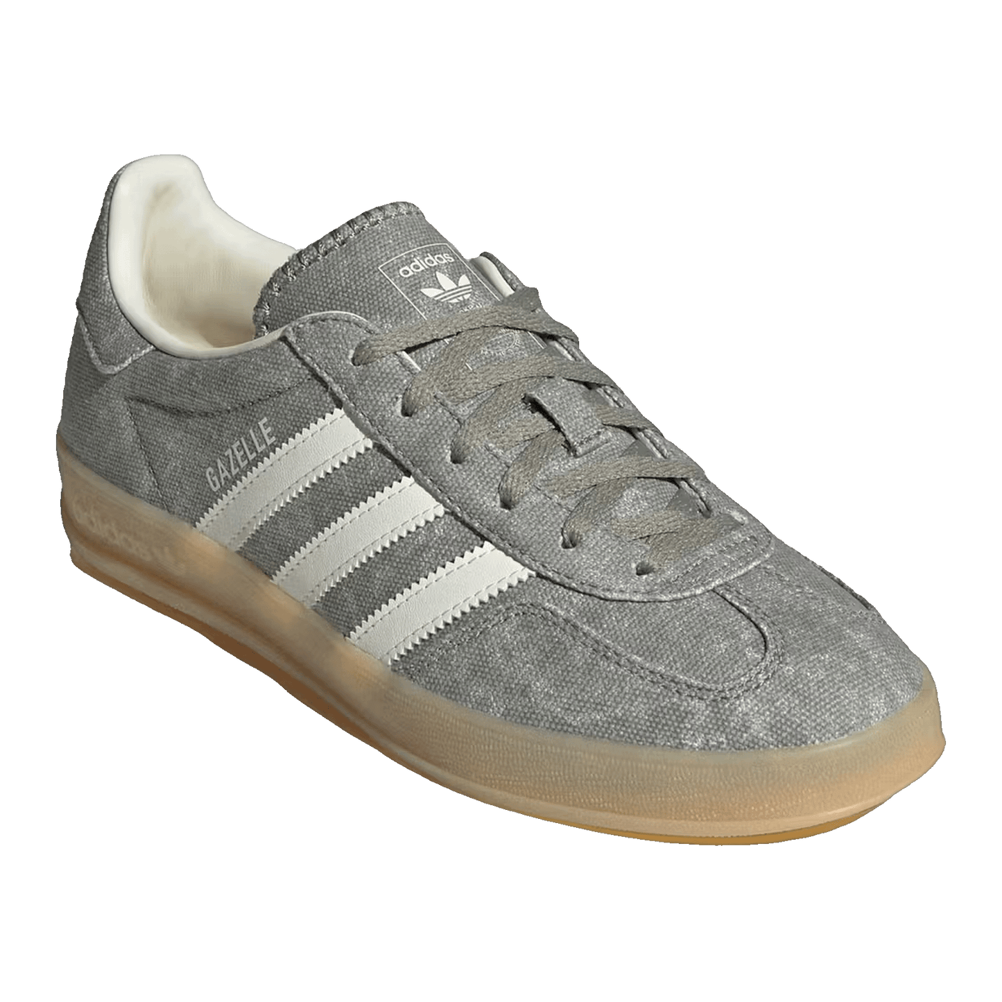 adidas Gazelle Indoor Silver Pebble Off White Canvas (W) Side IH7033