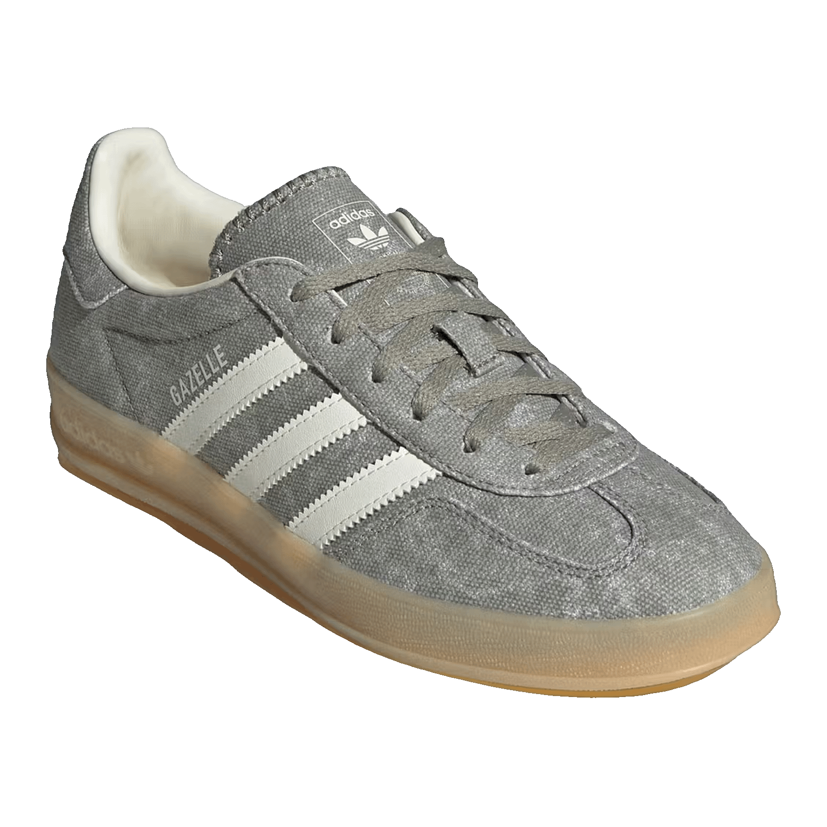 adidas Gazelle Indoor Silver Pebble Off White Canvas (W) Side IH7033