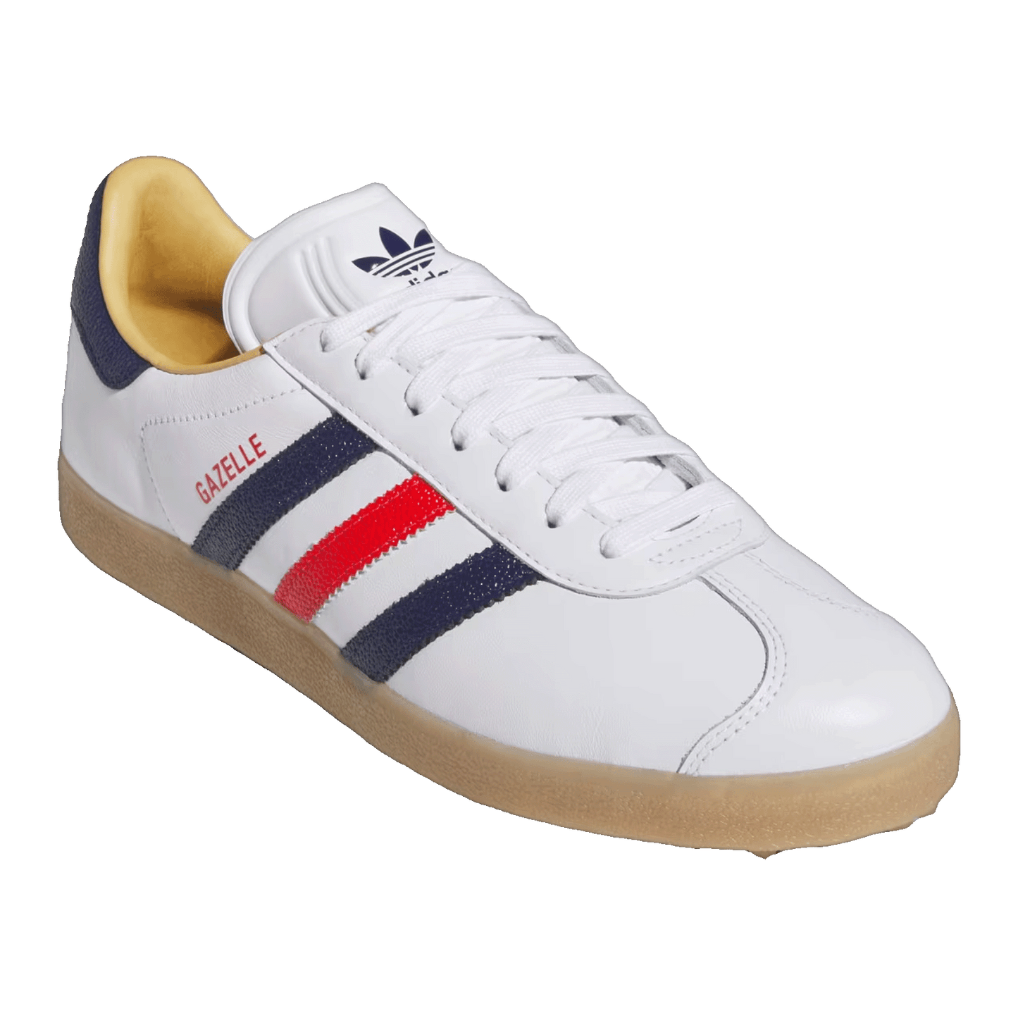adidas Gazelle Leather Spikeless Golf White Dark Blue Red Side