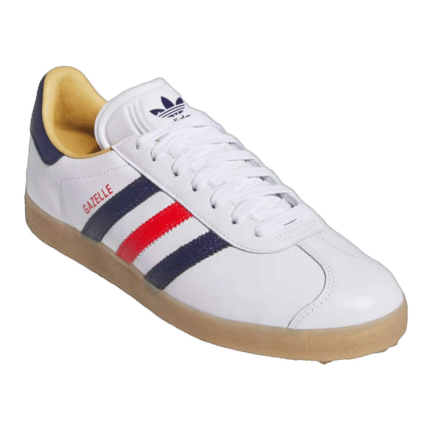 adidas Gazelle Leather Spikeless Golf White Dark Blue Red Side