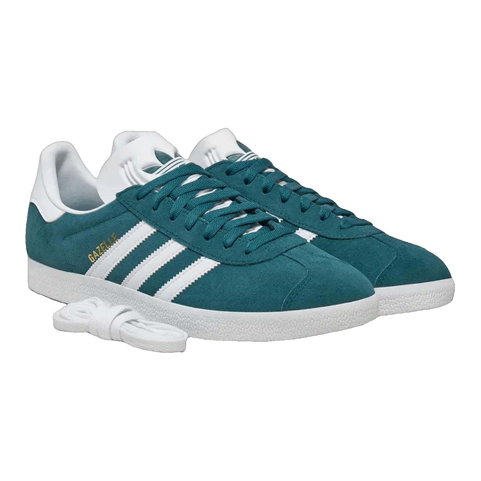 adidas Gazelle Mystery Green Cloud White Gold Metallic Side JH5383