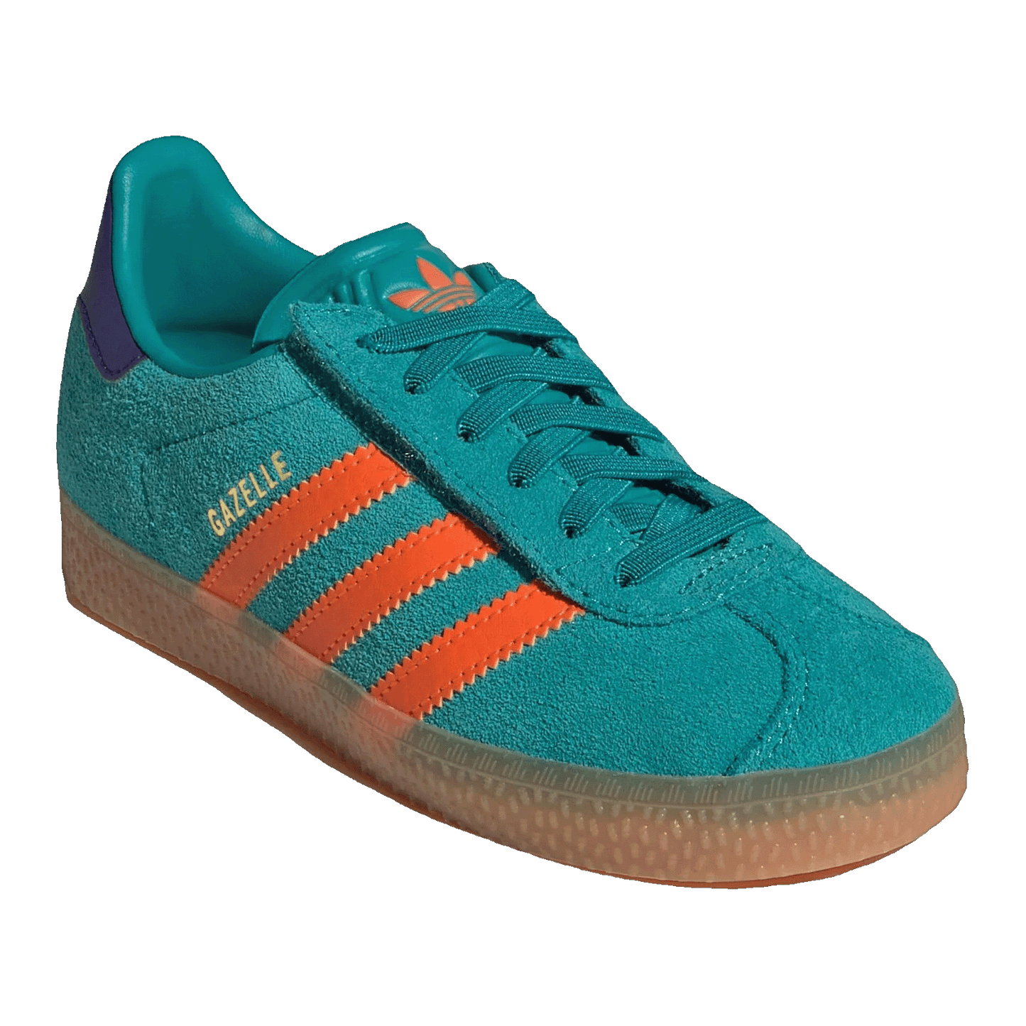 adidas Gazelle Pure Teal Impact Orange Collegiate Purple (GS) Side JR5943