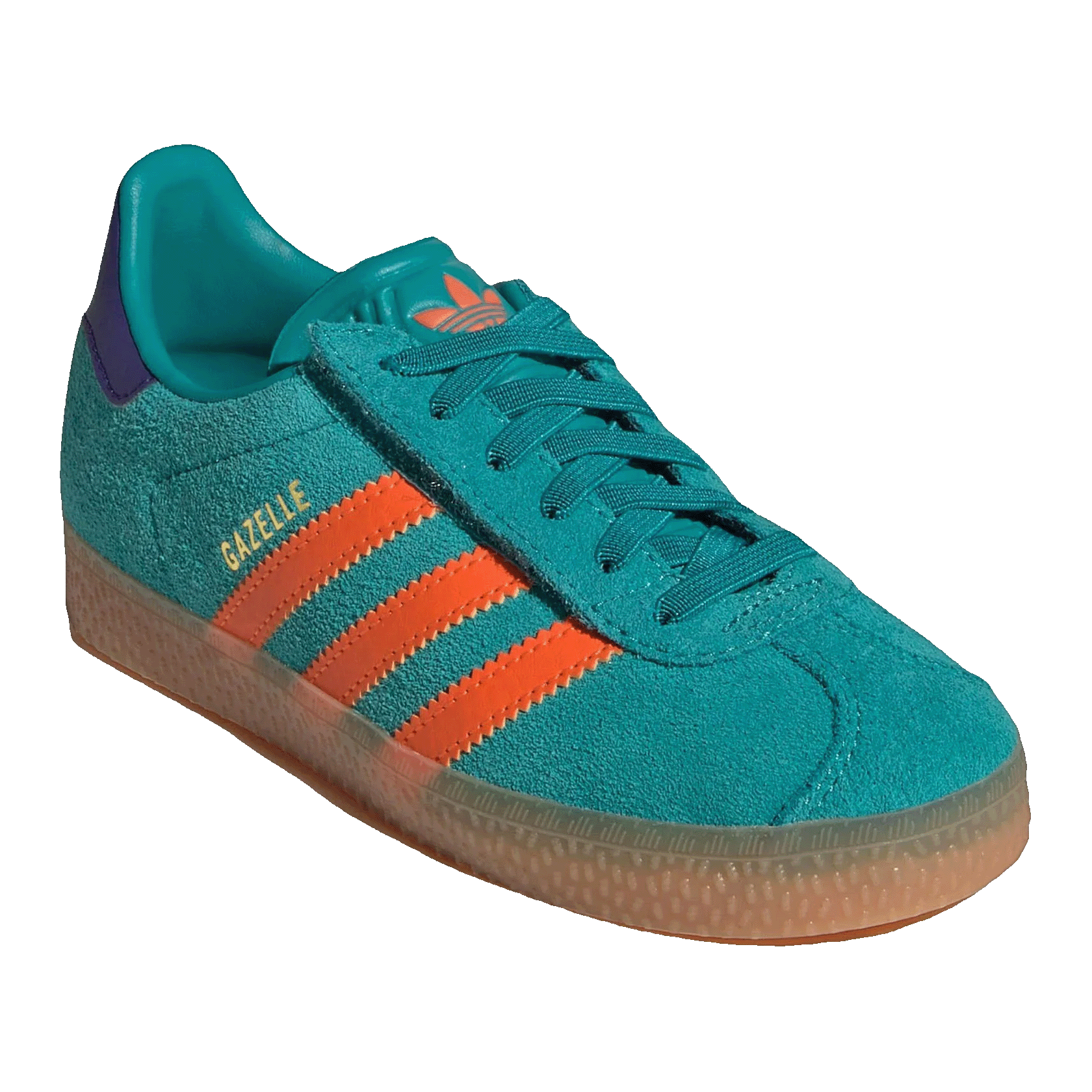 adidas Gazelle Pure Teal Impact Orange Collegiate Purple (GS) Side JR5943