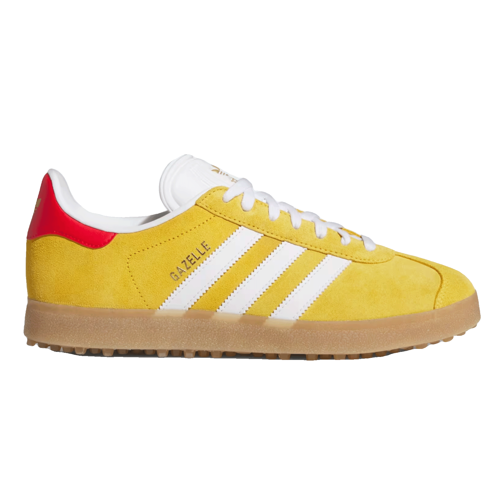 adidas Gazelle Spikeless Golf Bold Gold White Better Scarlet