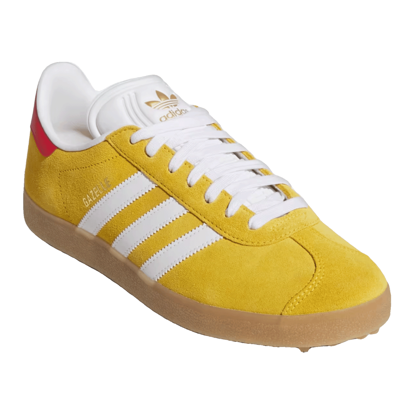 adidas Gazelle Spikeless Golf Bold Gold White Better Scarlet Side