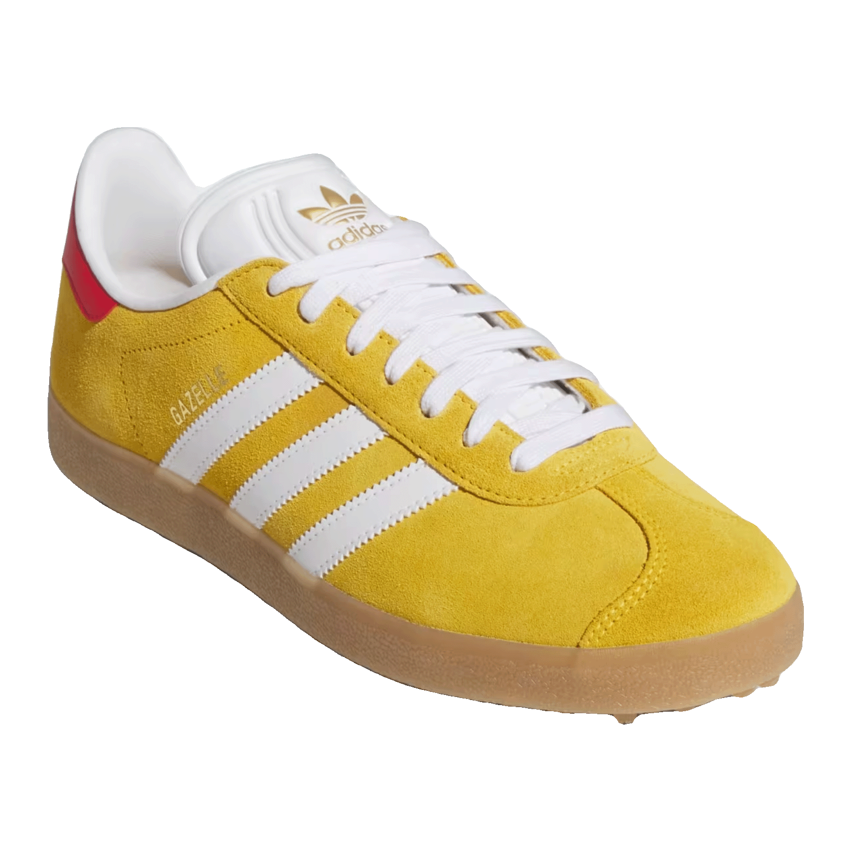 adidas Gazelle Spikeless Golf Bold Gold White Better Scarlet Side