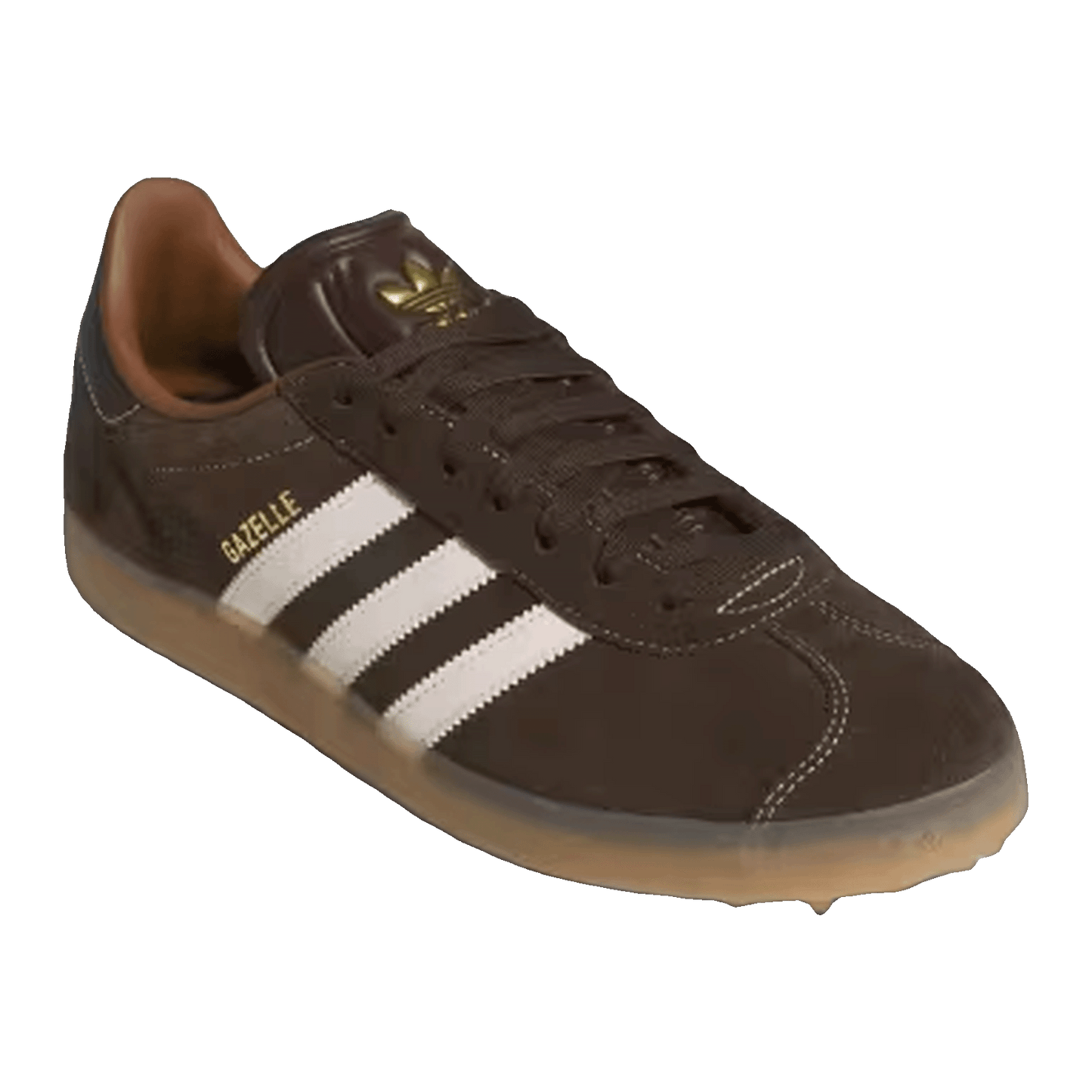 adidas Gazelle Spikeless Golf Dark Brown Chalk White Side JQ7747