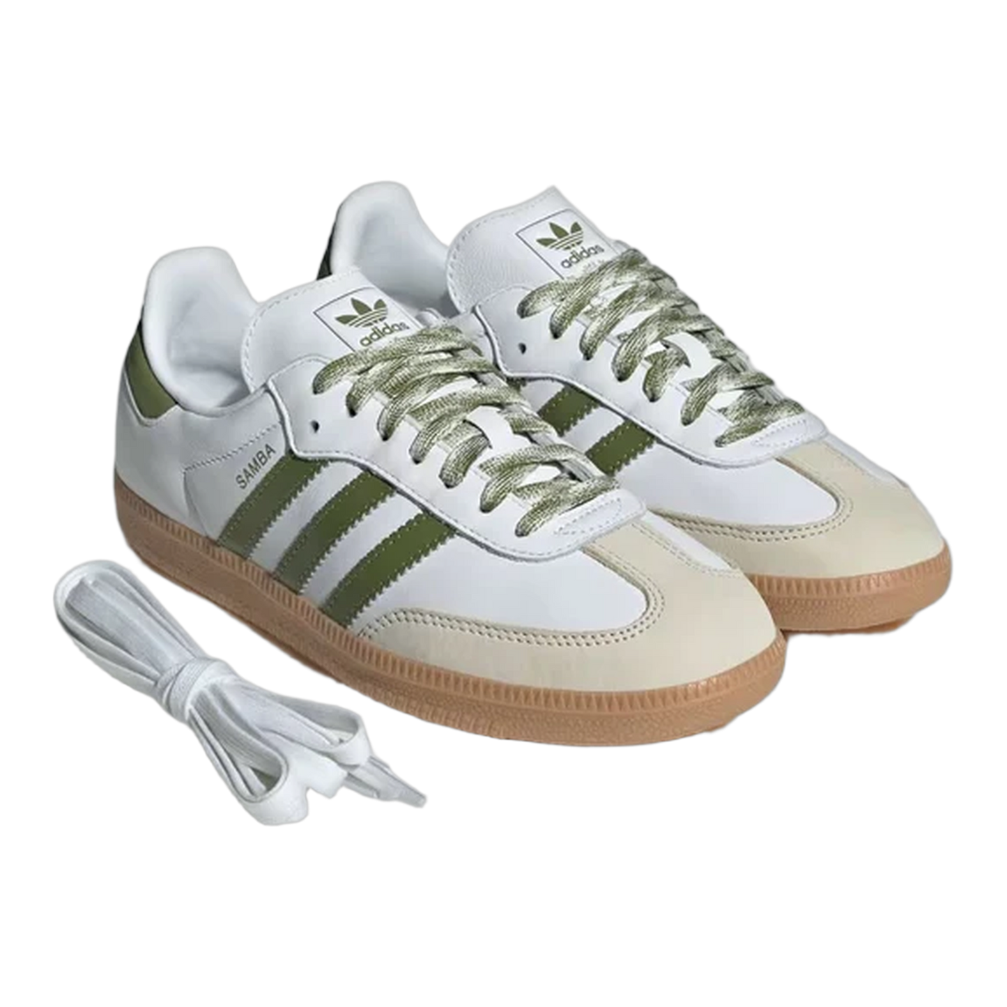 adidas Samba OG Cloud White Tech Olive Gum (W) Side JS1352