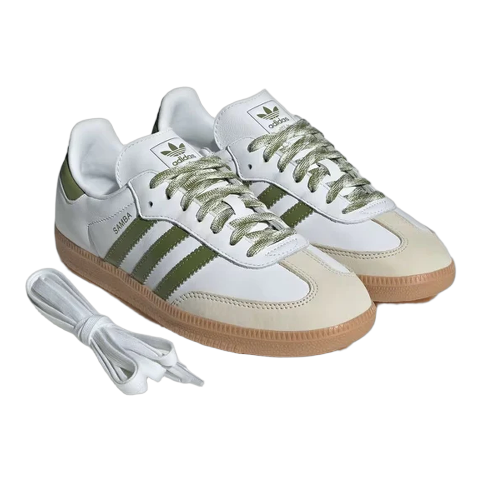 adidas Samba OG Cloud White Tech Olive Gum (W) Side JS1352