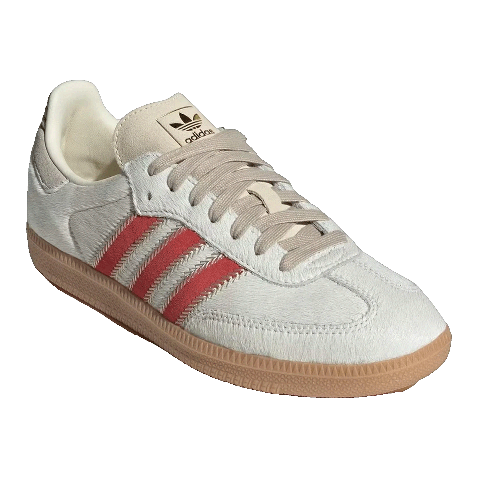 adidas Samba OG Pony Hair Wonder Beige Better Scarlet (W) Side JS3935