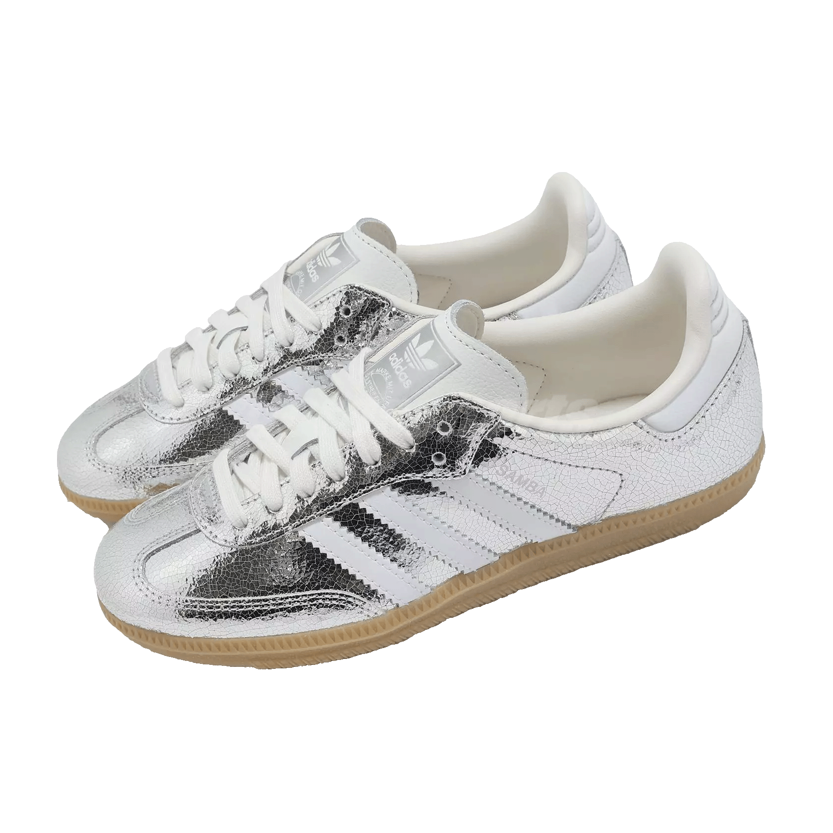 adidas Samba OG Silver Metallic Cracked Leather (W) Side