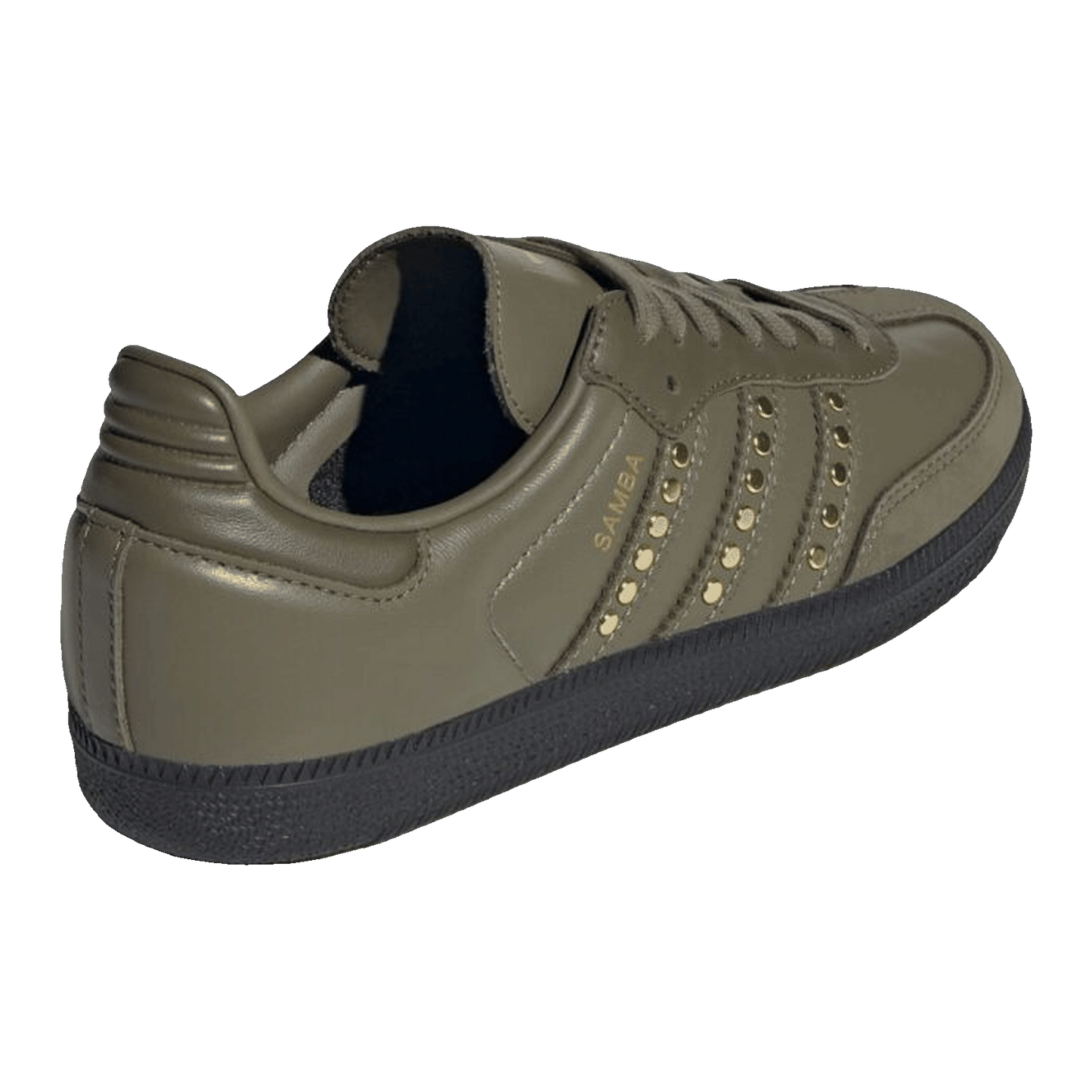 adidas Samba OG Studded Stripes Dark Khaki Black (W) Back JR8870