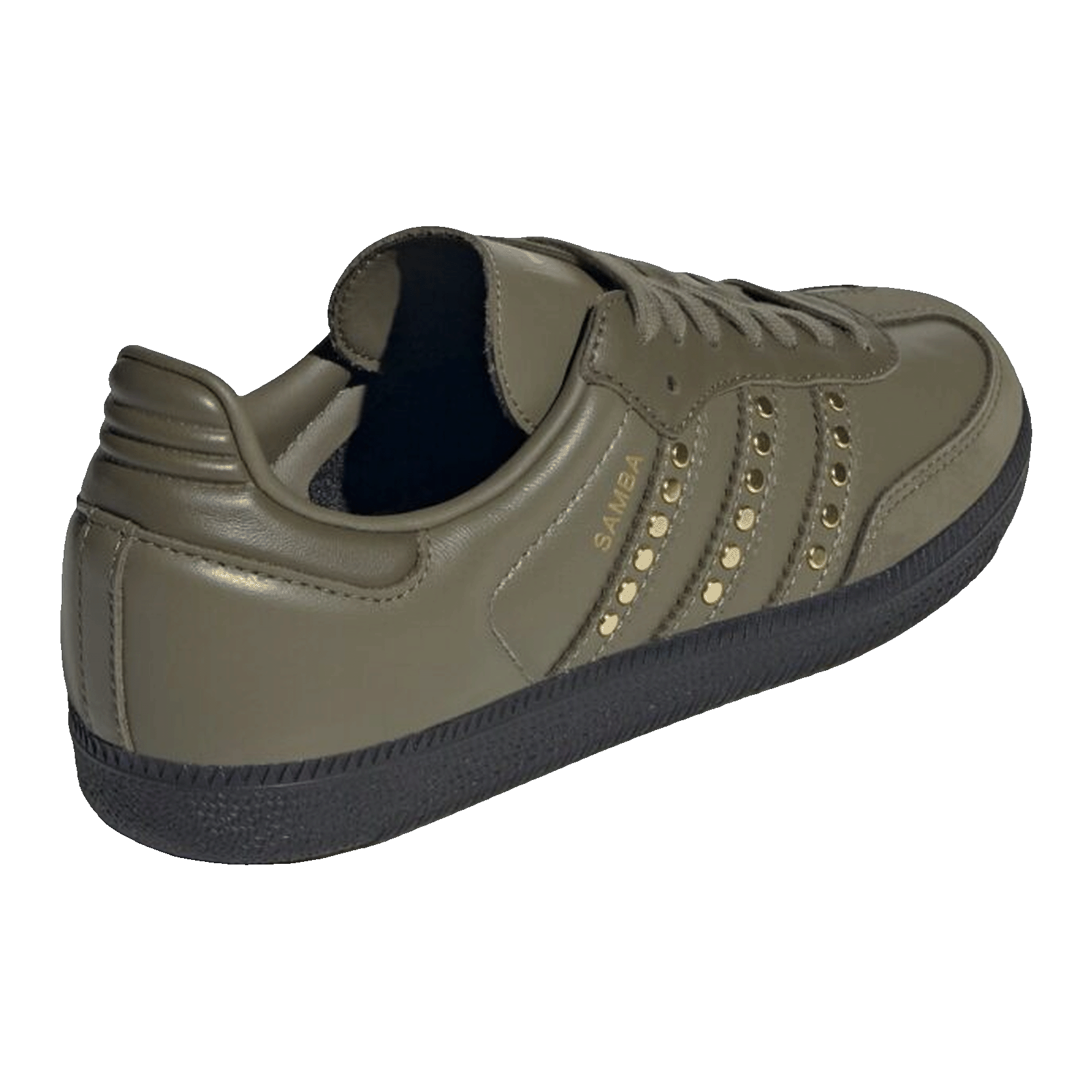 adidas Samba OG Studded Stripes Dark Khaki Black (W) Back JR8870