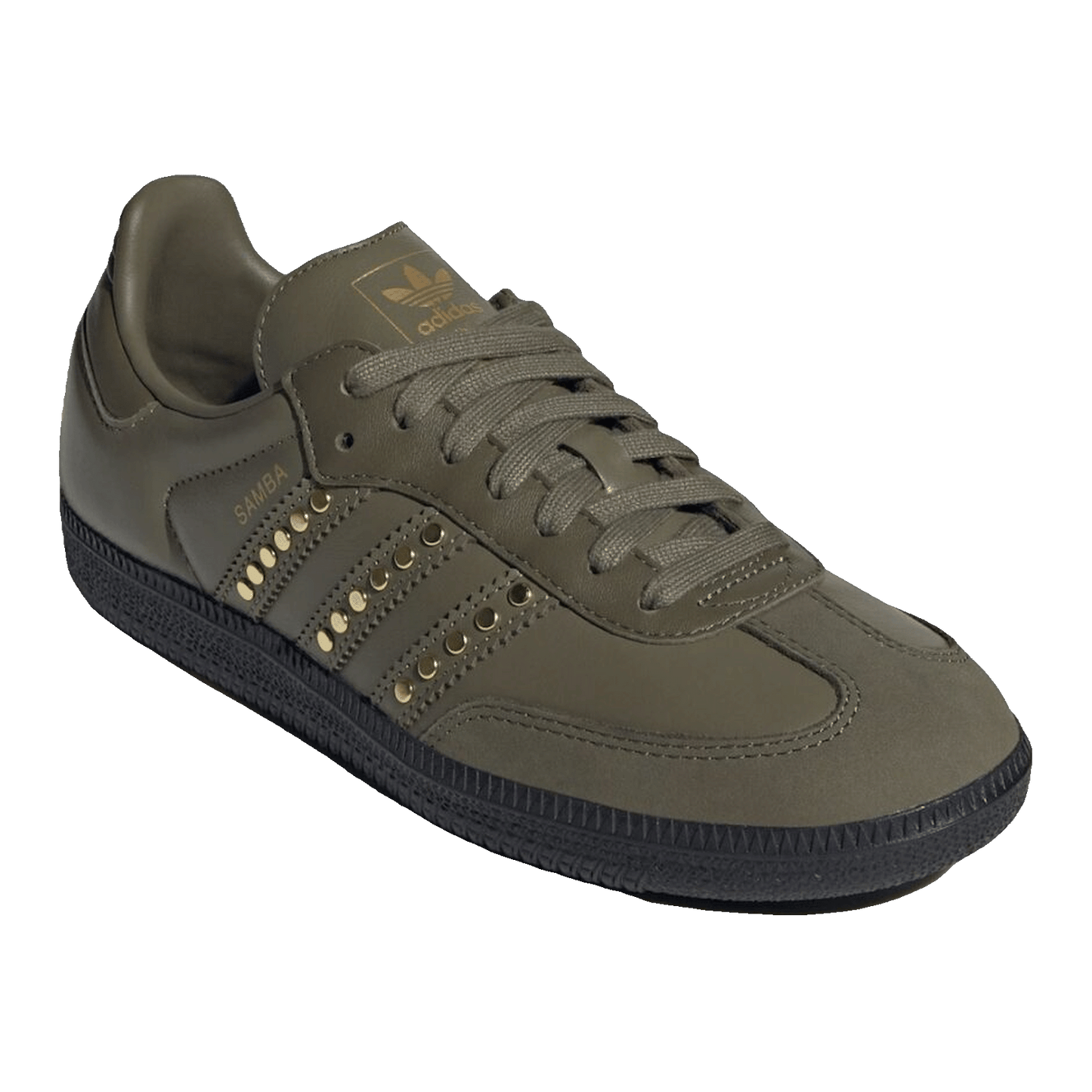 adidas Samba OG Studded Stripes Dark Khaki Black (W) Side JR8870