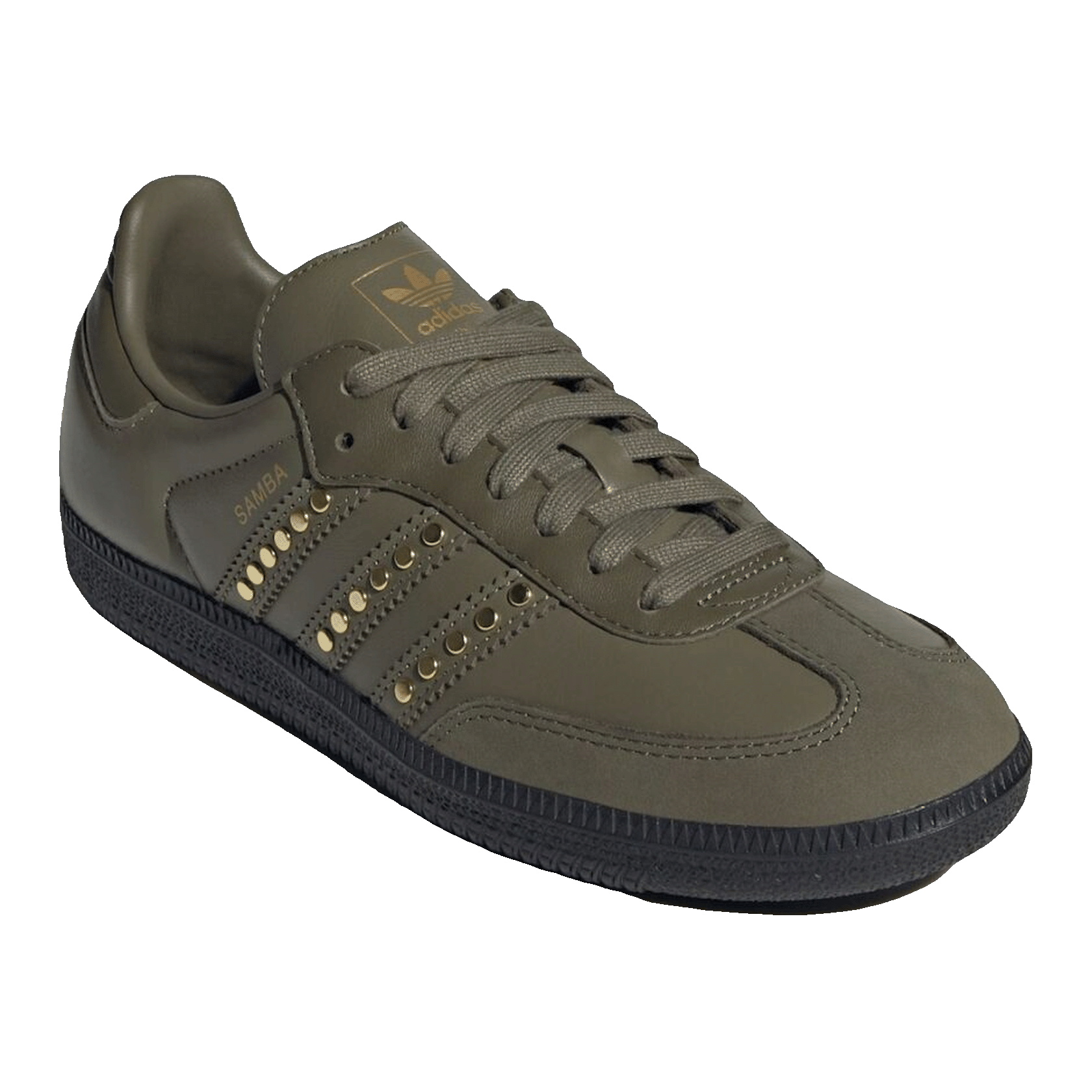 adidas Samba OG Studded Stripes Dark Khaki Black (W) Side JR8870
