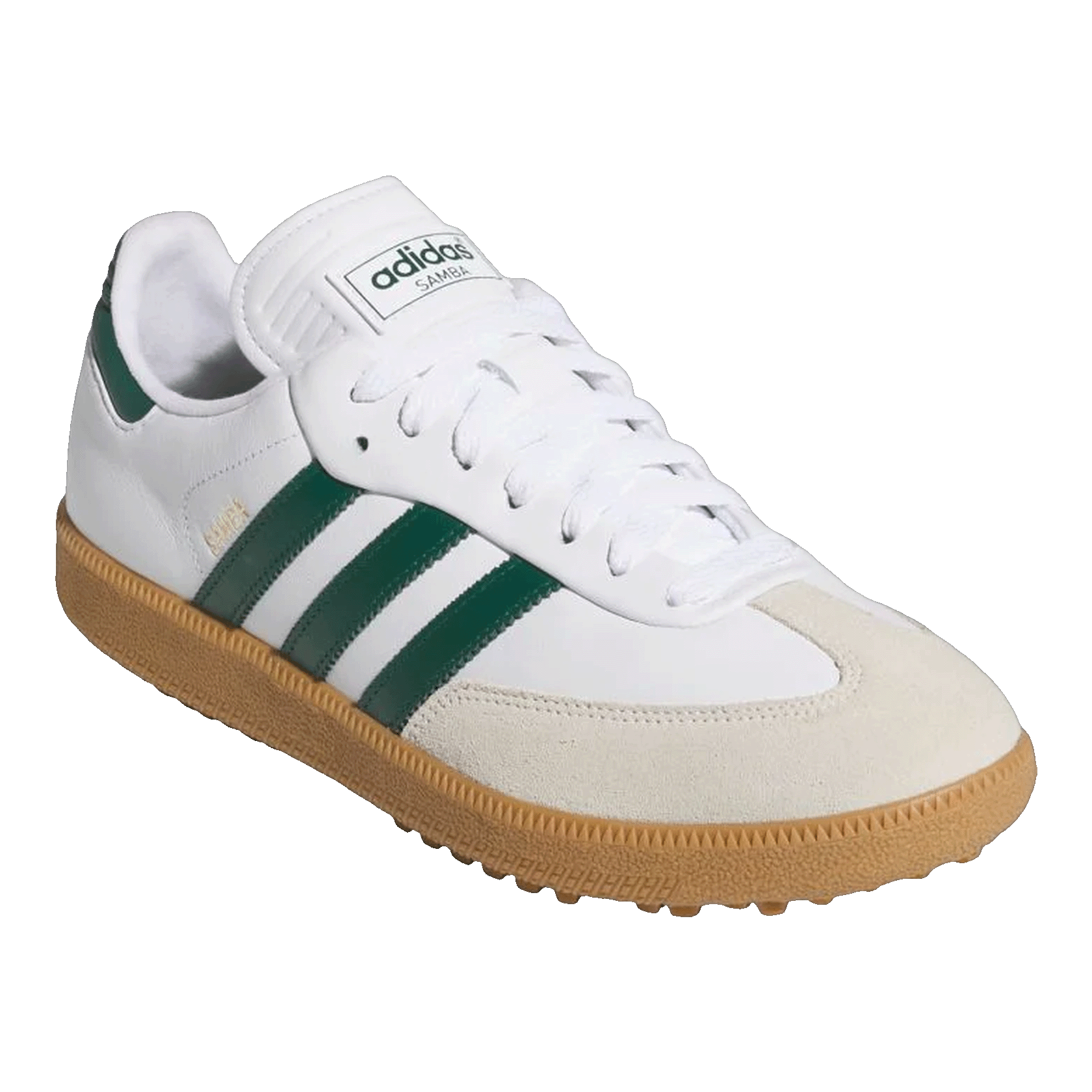 adidas Samba Spikeless Golf Cloud White Collegiate Green Gum Side JH6151