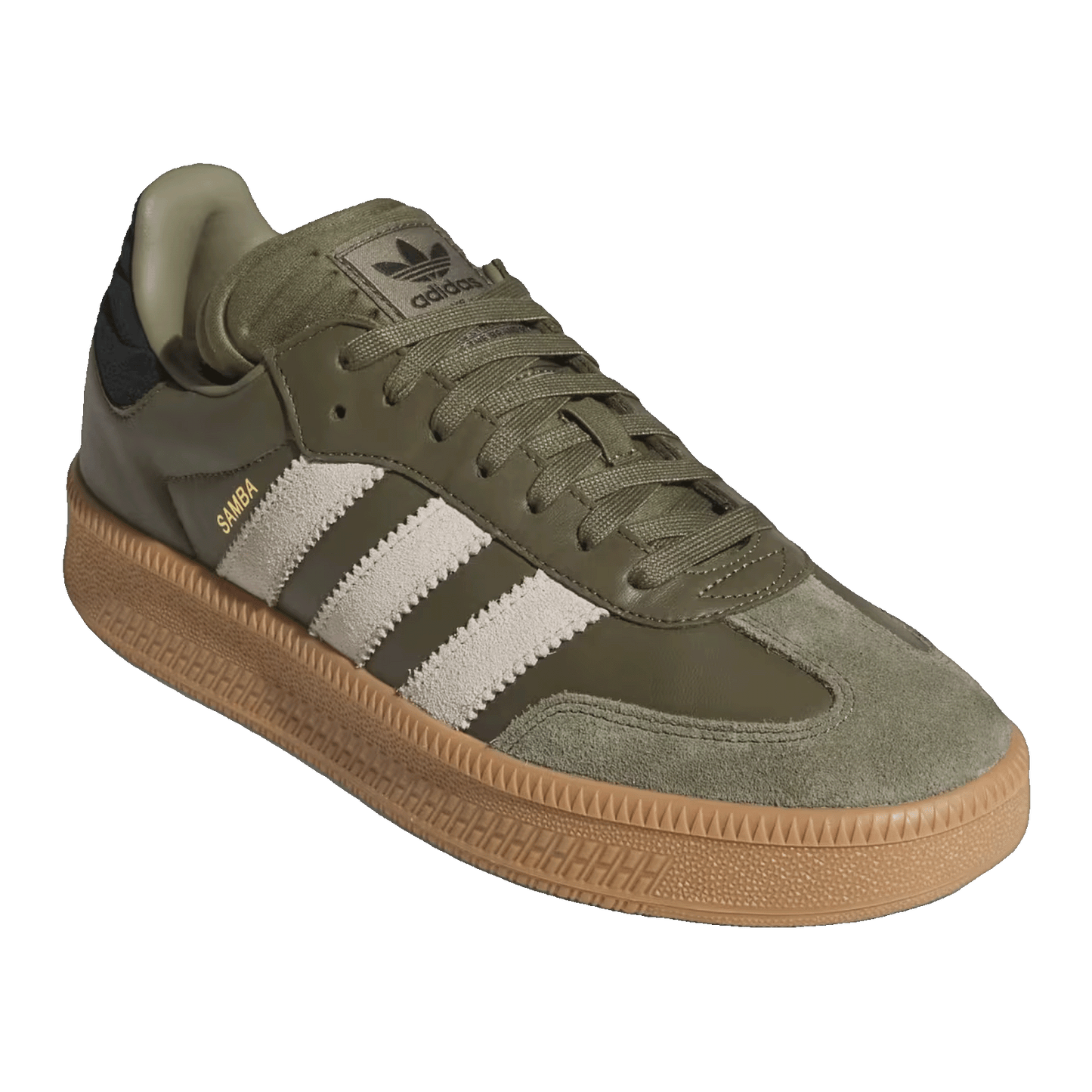 adidas Samba XLG Olive Strata Wonder Beige Gold Metallic Side JQ2387