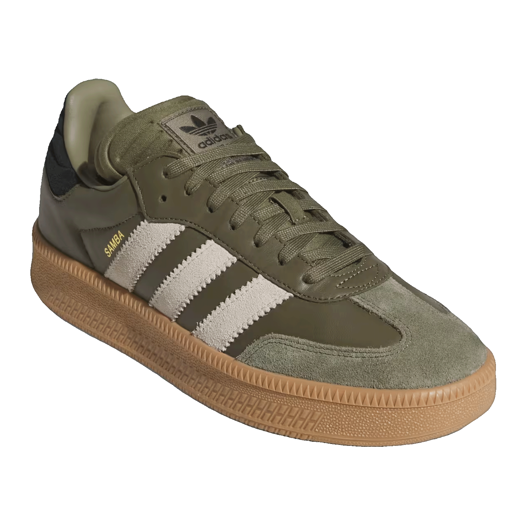 adidas Samba XLG Olive Strata Wonder Beige Gold Metallic Side JQ2387