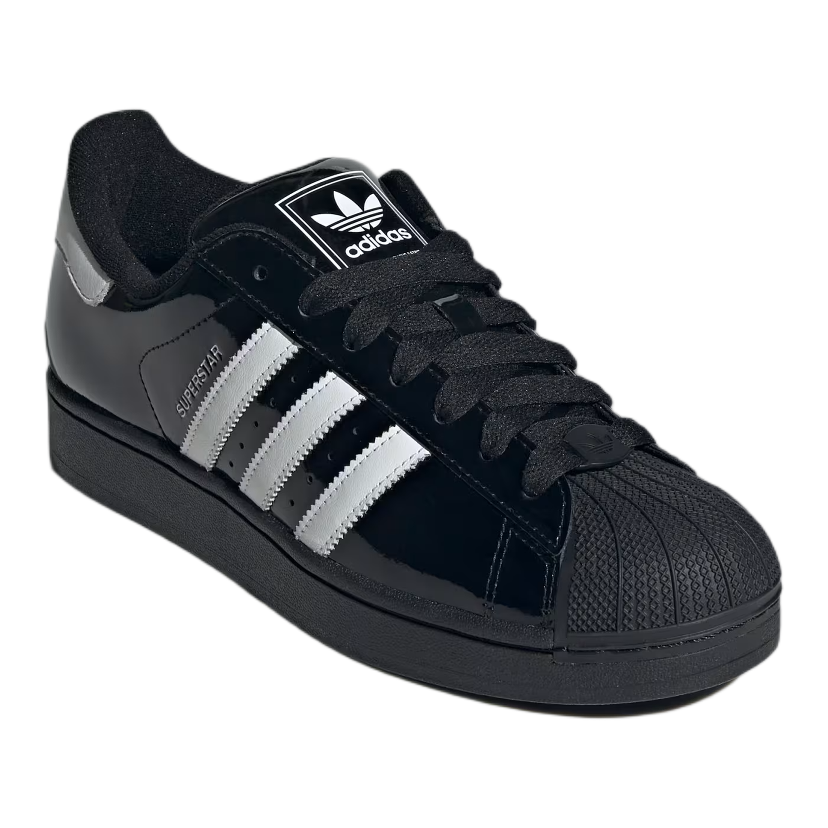 adidas Superstar II Black White Patent Leather Side JR7313