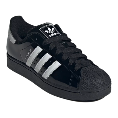 adidas Superstar II Black White Patent Leather Side JR7313