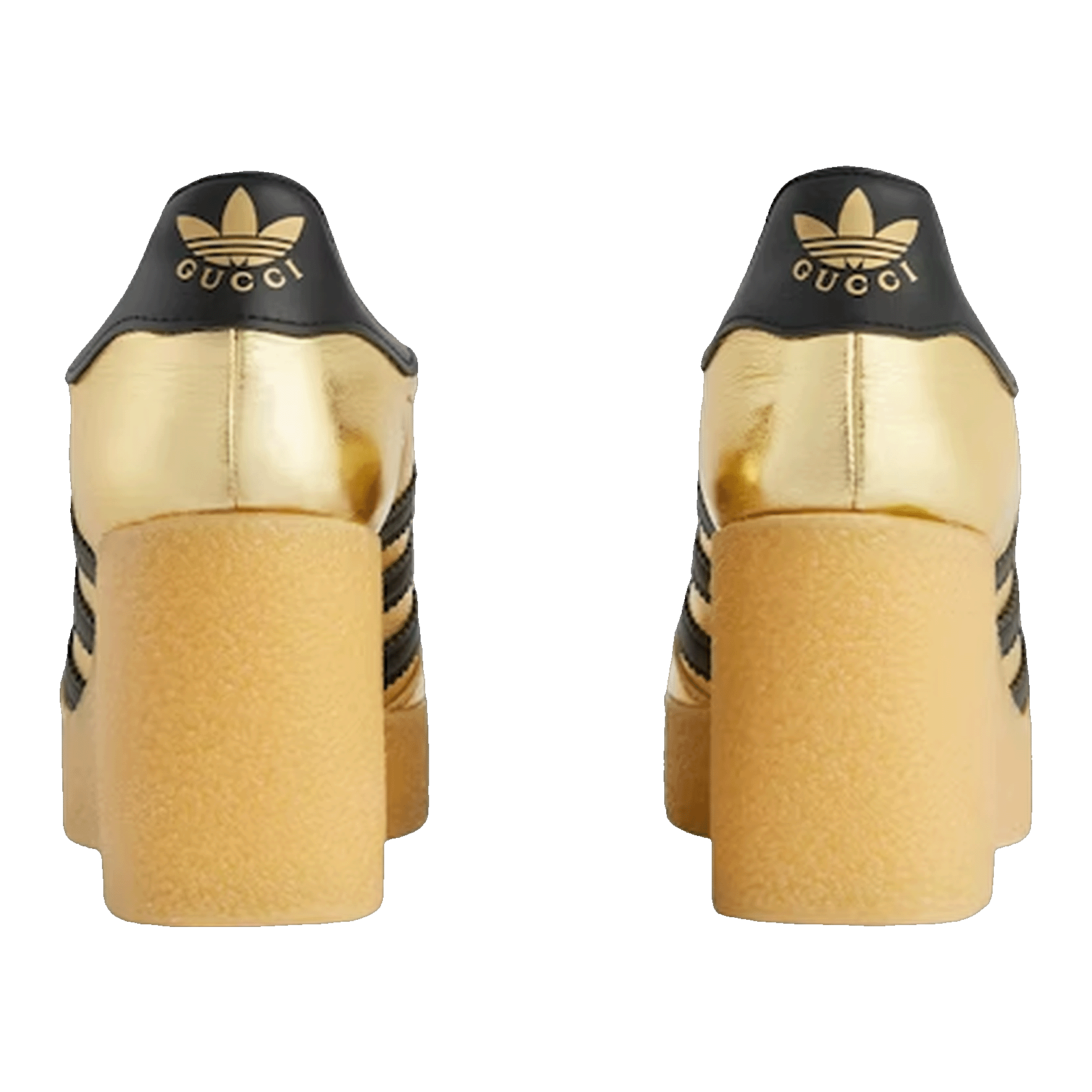 adidas x Gucci Gazelle Wedge Gold Metallic Black (W) Back