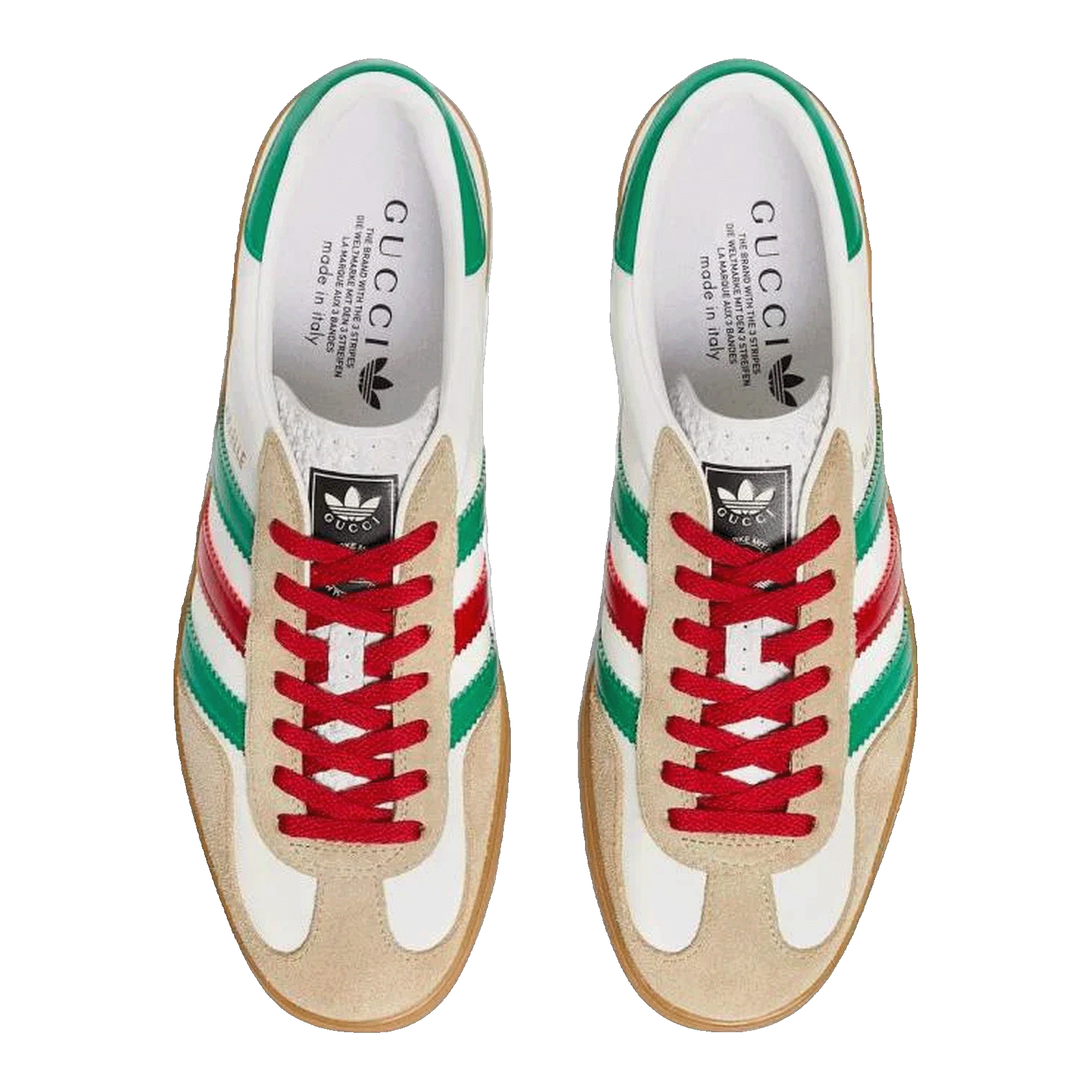 adidas x Gucci Gazelle White Green Red (W) Oben