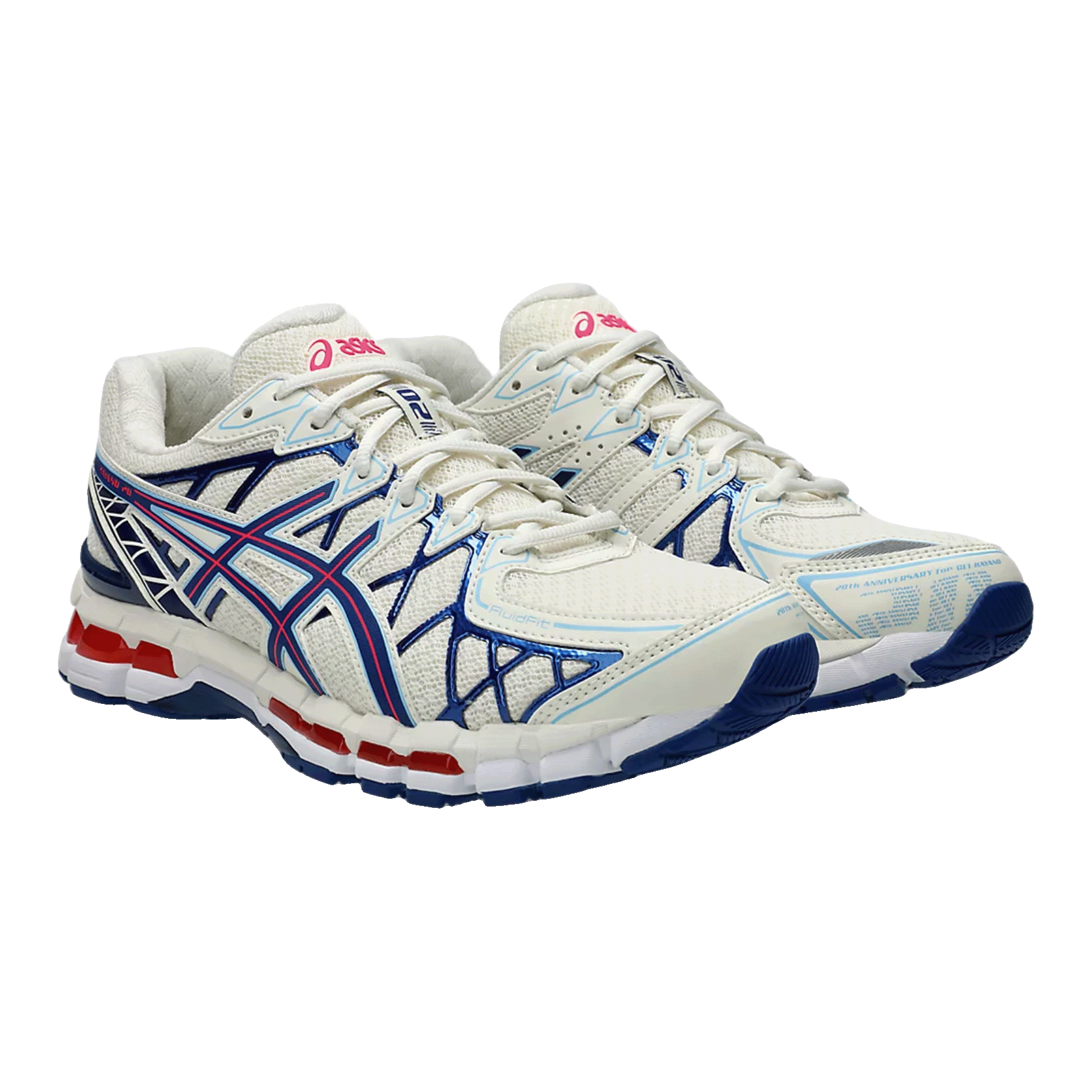 ASICS Gel-Kayano 20 Cream Blue Red Side