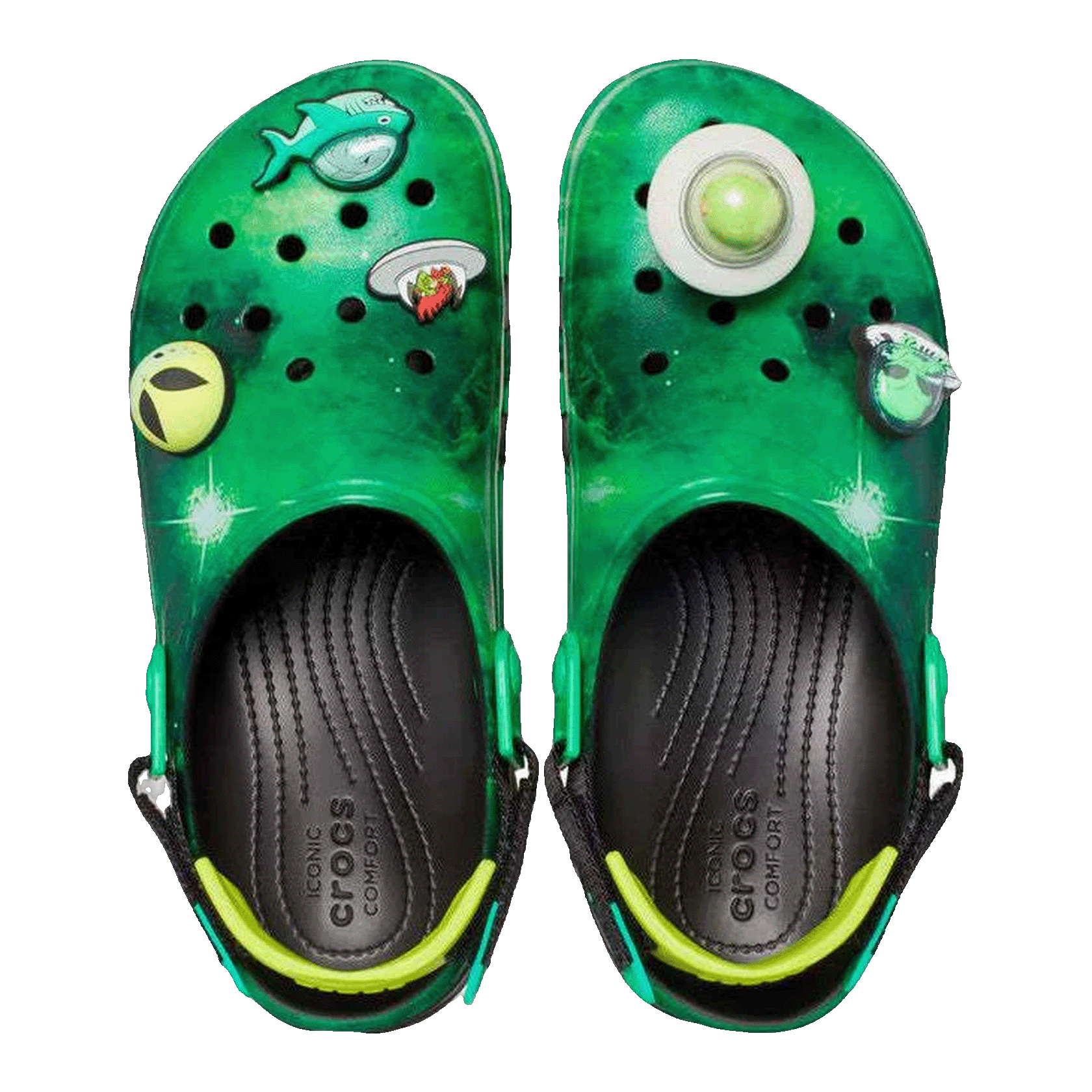 Crocs All-Terrain Clog Ron English Area 54 Green Galaxy Oben