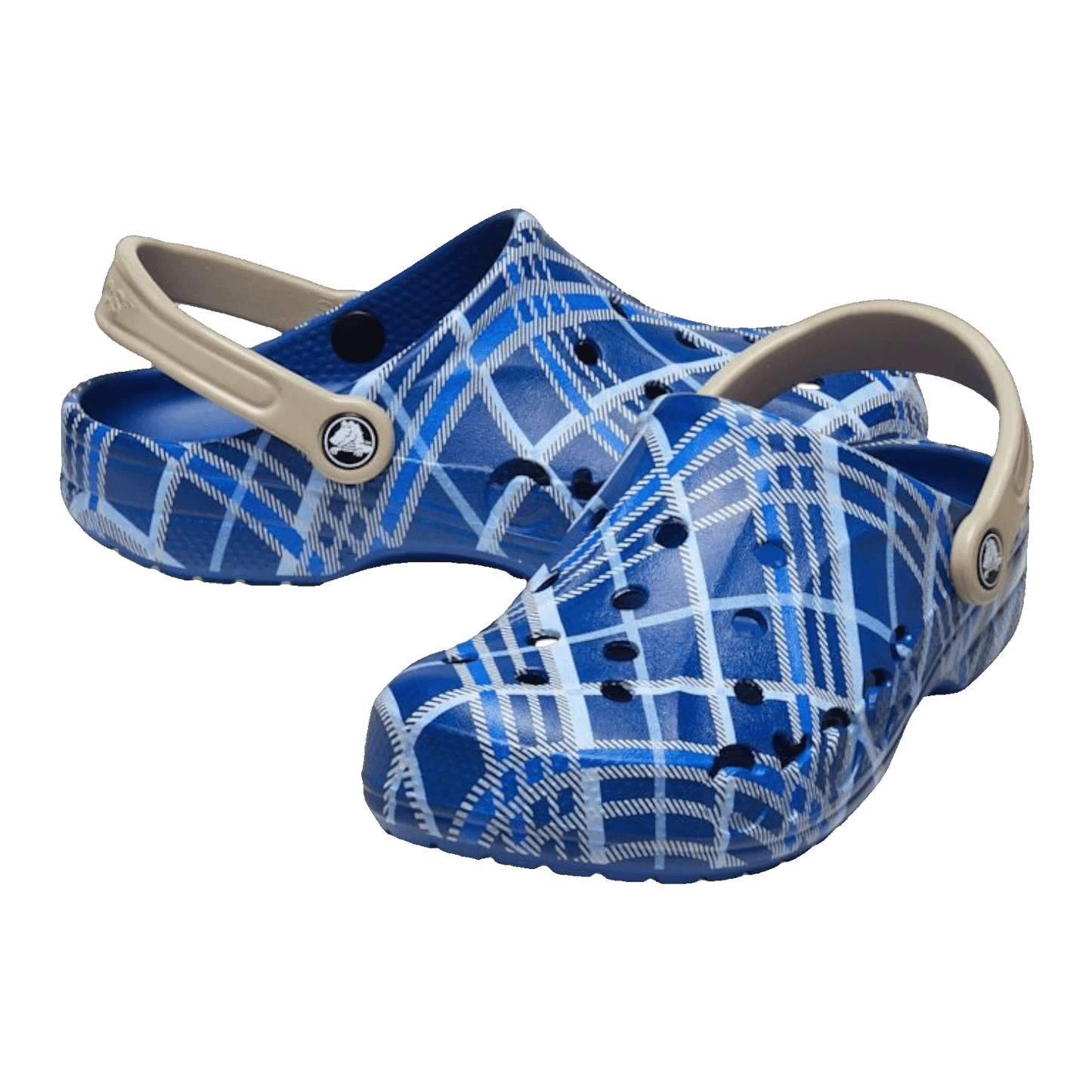 Crocs Baya Clog Holiday Plaid Blue Jean Side